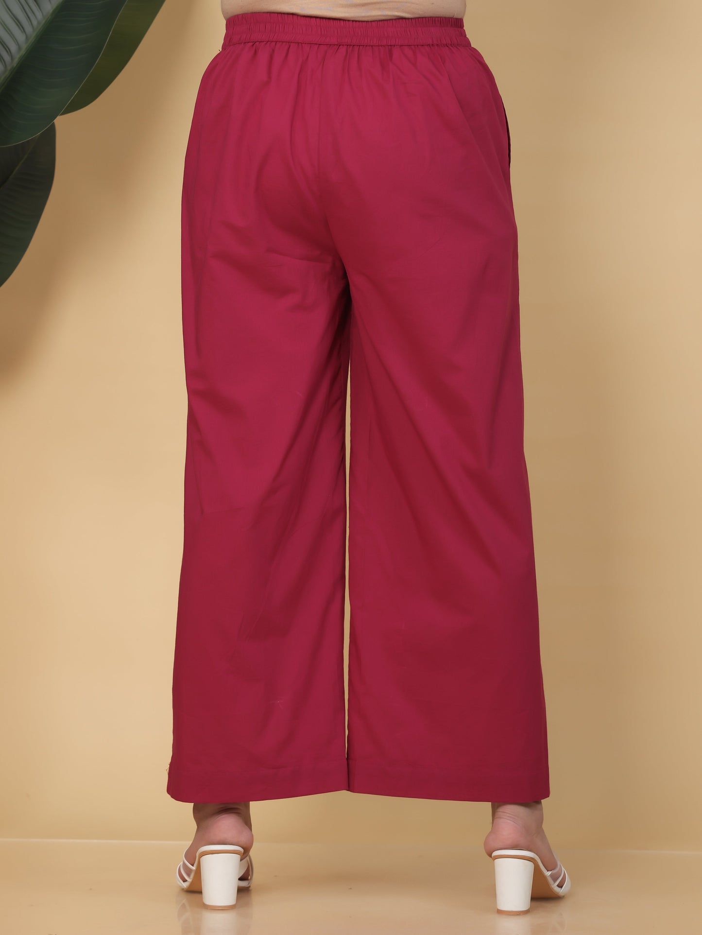 Soft Cotton Solid Pink Palazzo