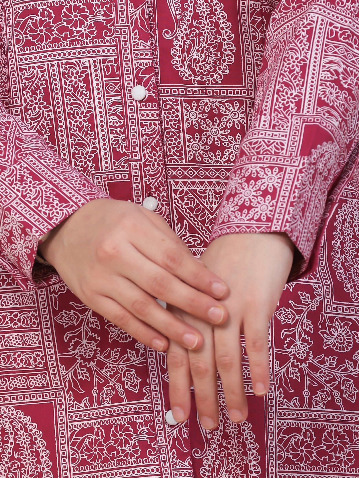 Soft Cotton Patchwork Straight Pink Tunic