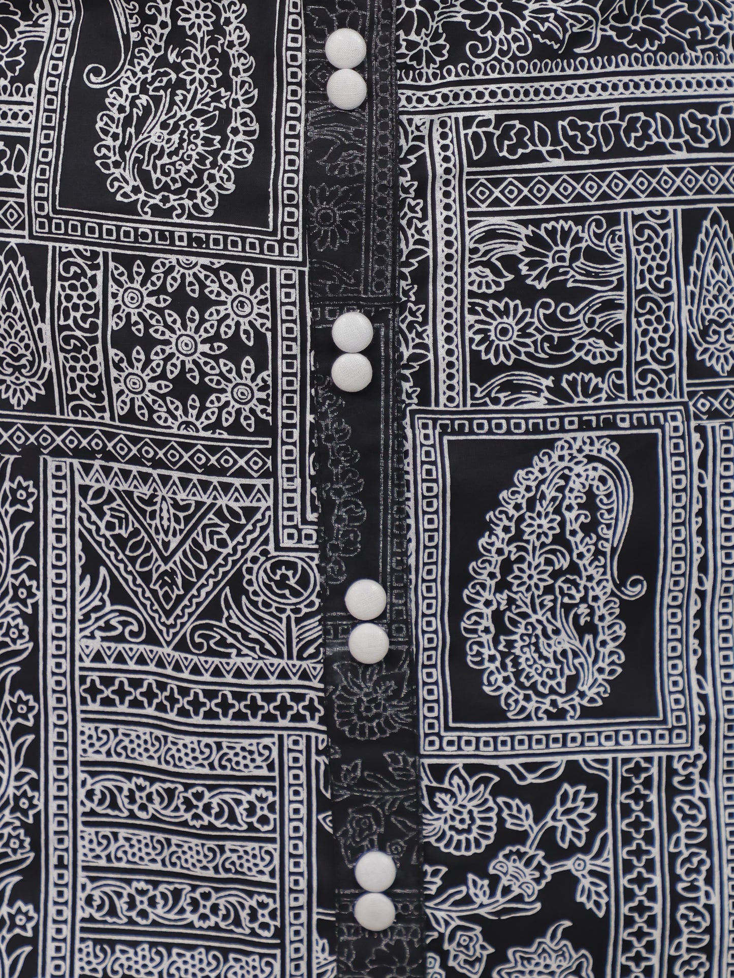 Soft Cotton Patchwork A-line Black Kurta