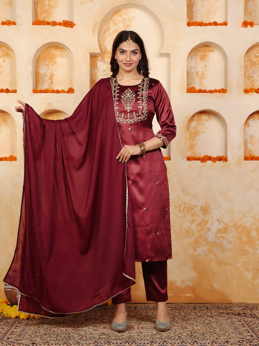 Georgette Solid Maroon Dupatta