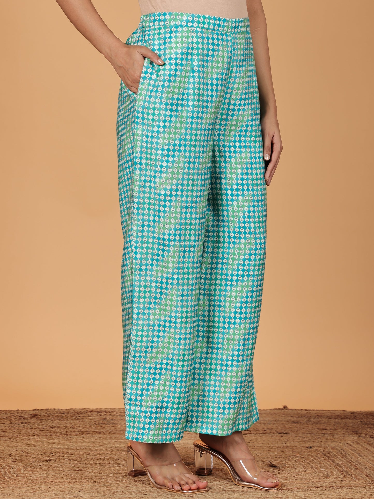 Chanderi Geometric Anarkali Cream Kurta