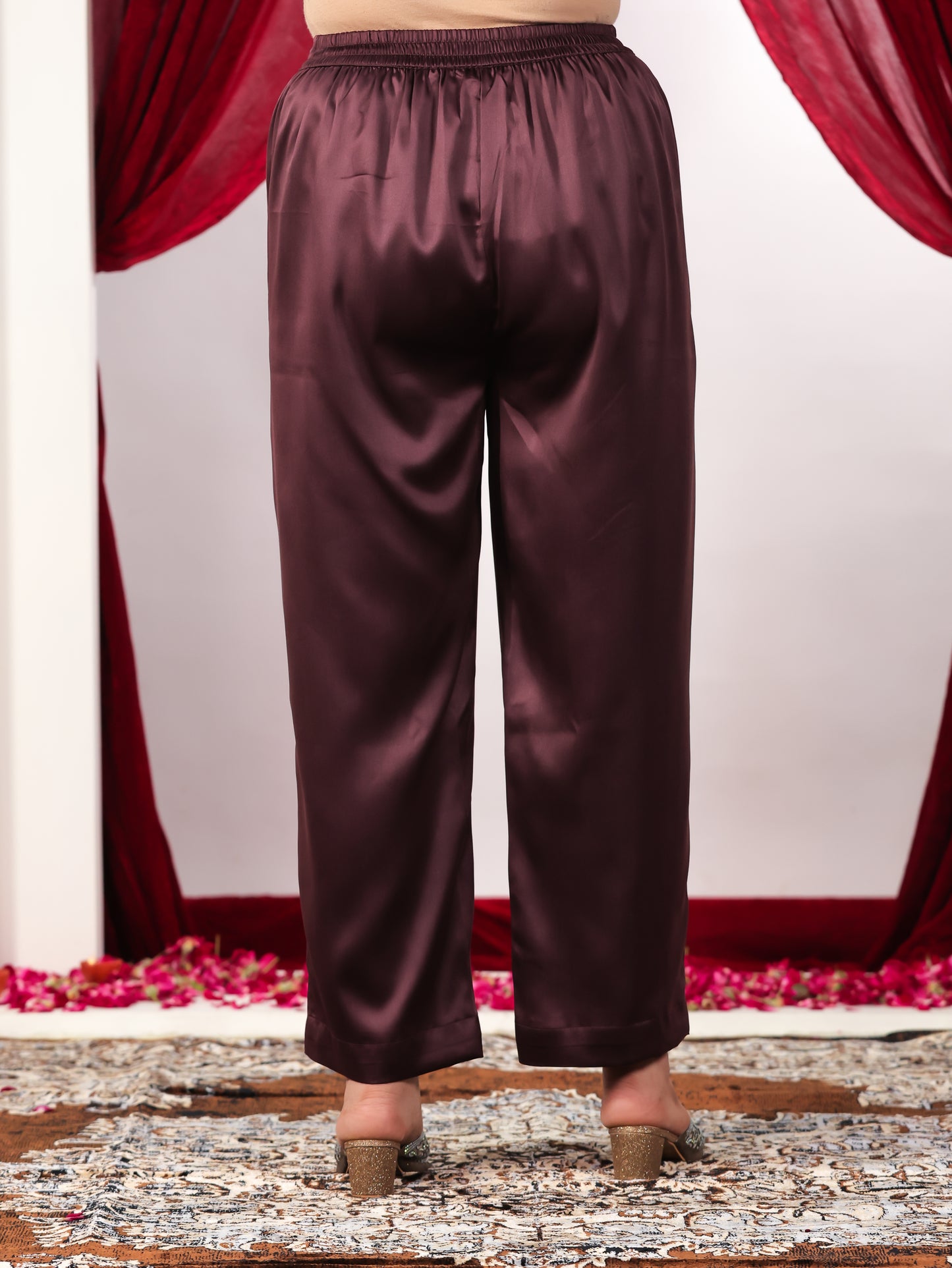 Embroidered Satin Solid Anarkali Wine Kurta