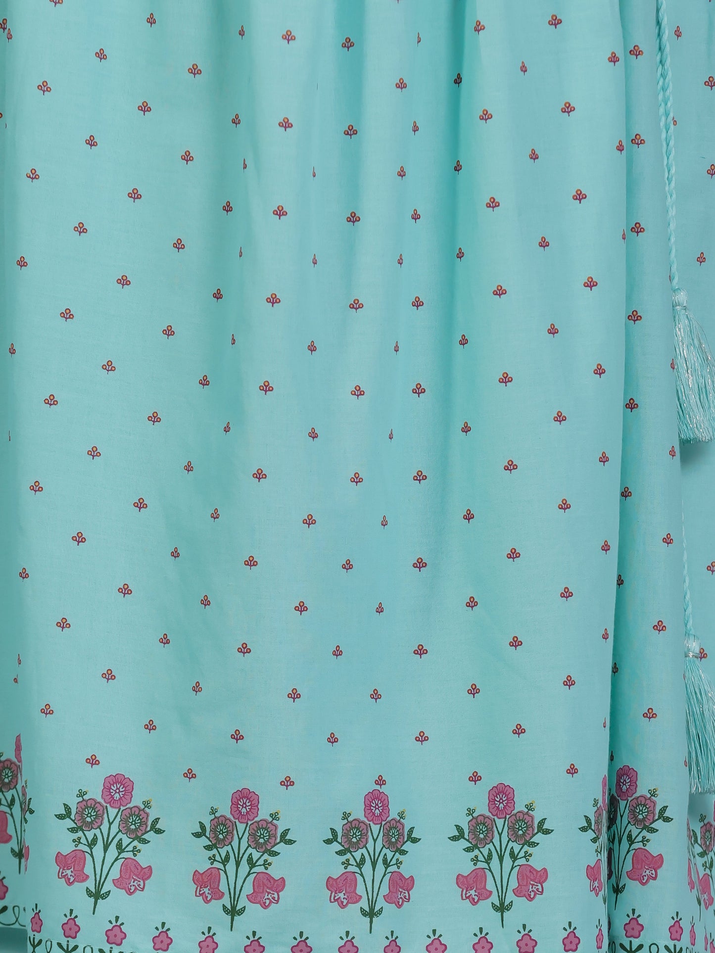 Embroidered Soft Cotton Floral Flared Mint Green Kurta
