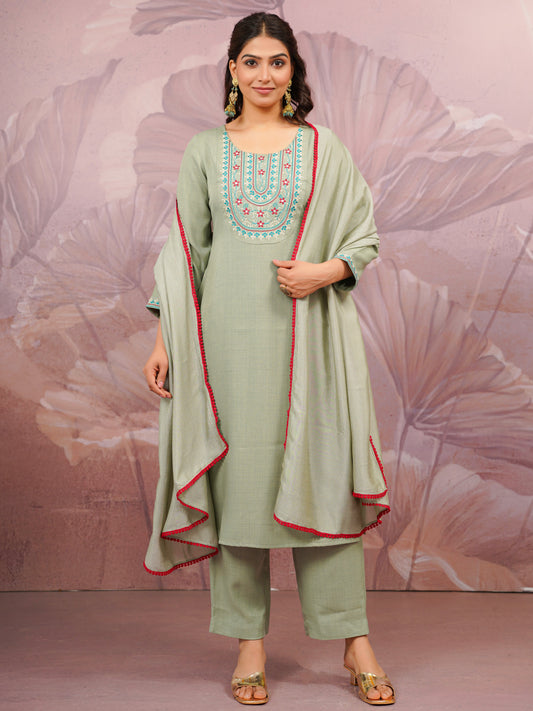 Georgette Solid Olive Dupatta