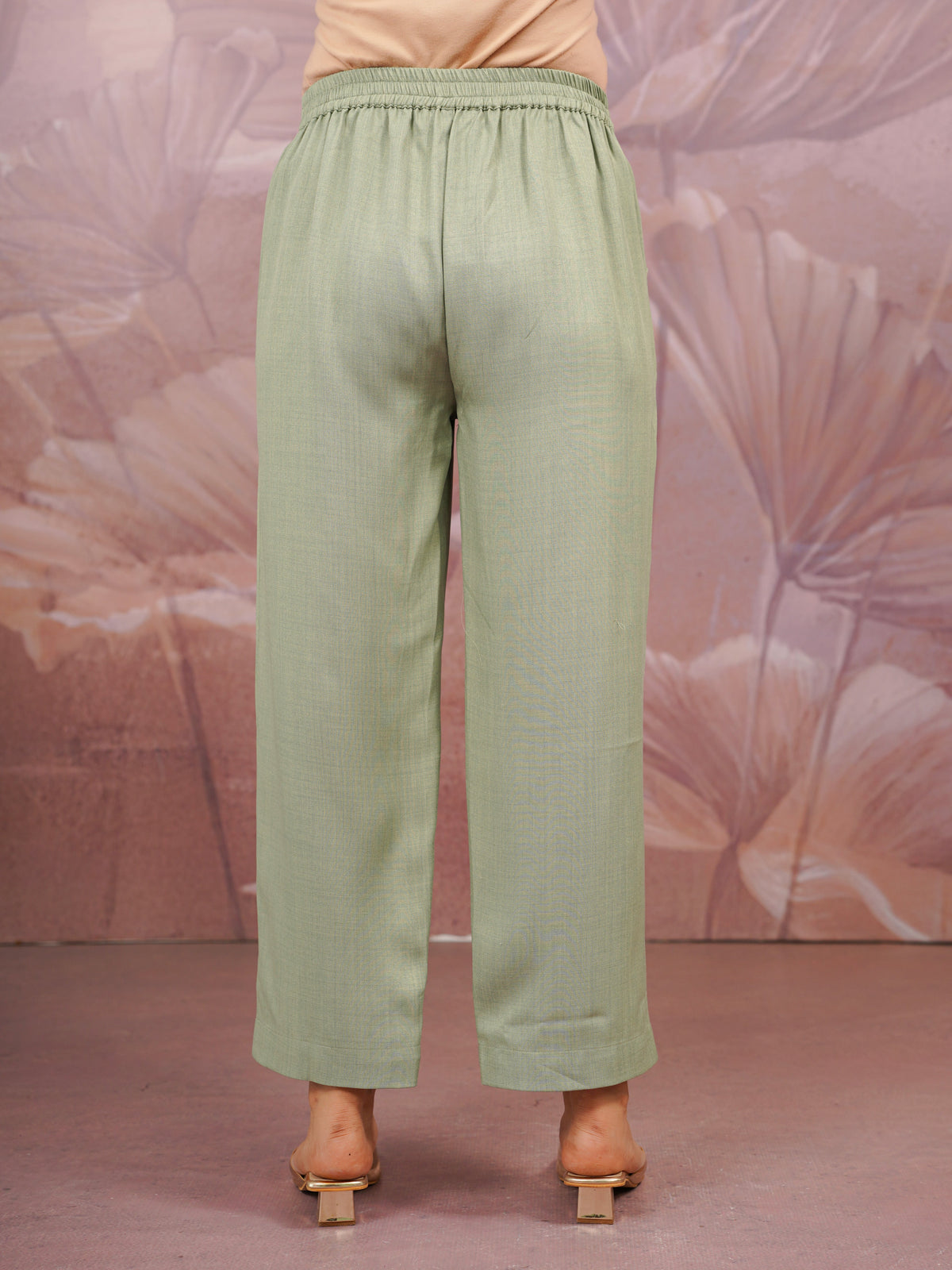 Embroidered Blended Silk Solid Straight Olive Kurta