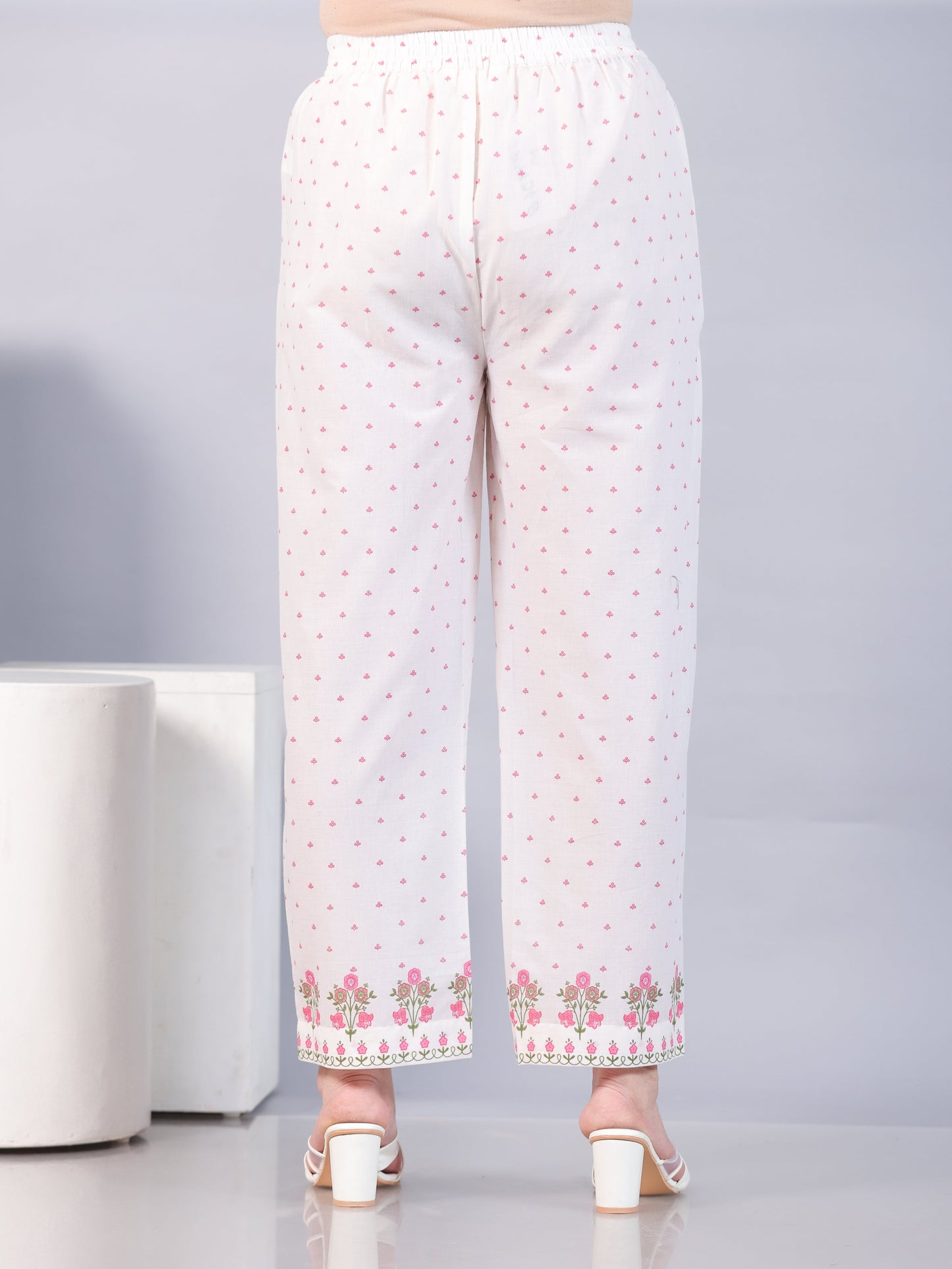 Embroidered Soft Cotton Floral Straight Off White Kurta