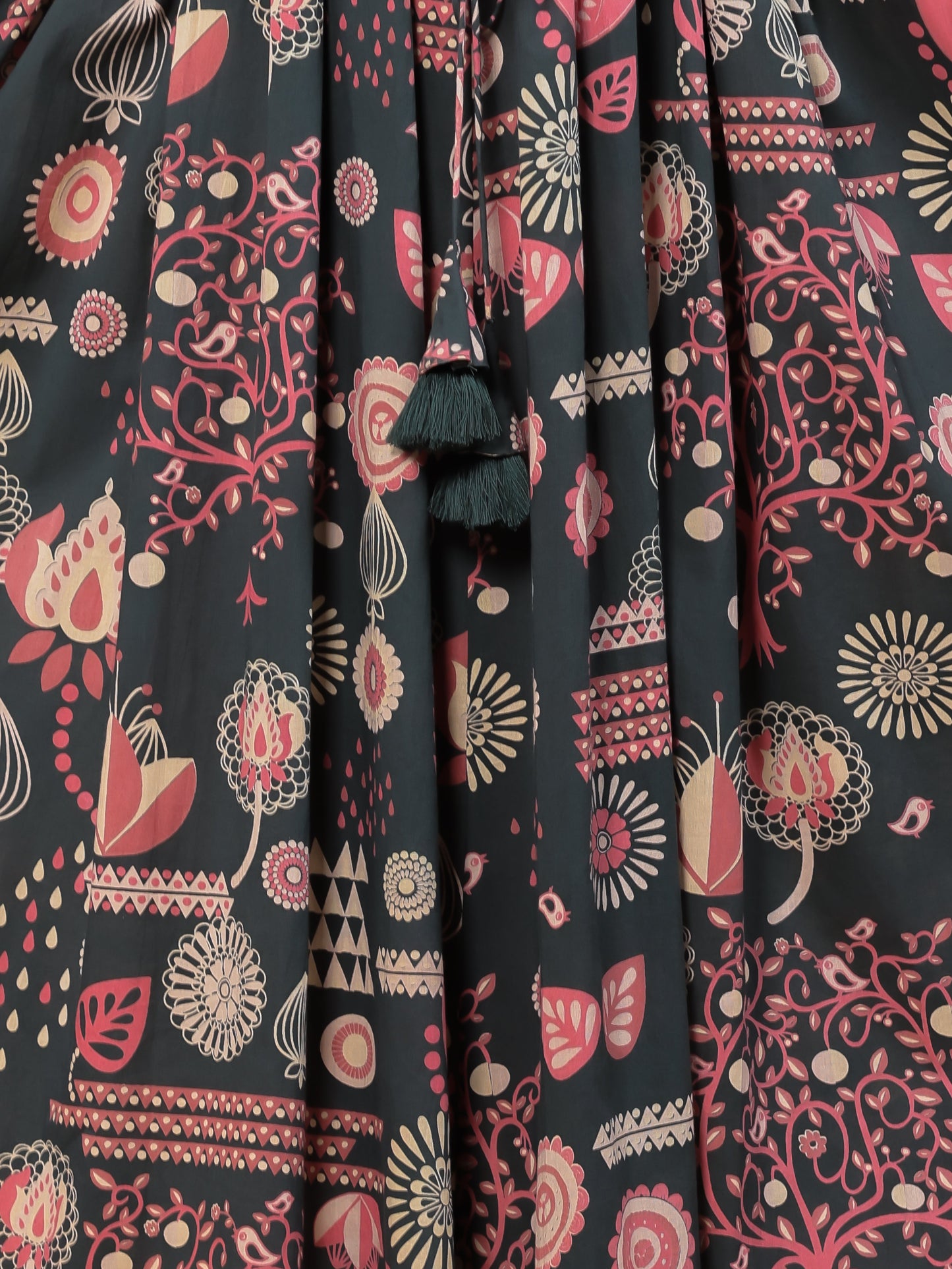 Embroidered Soft Cotton Geometric Anarkali Green Dress