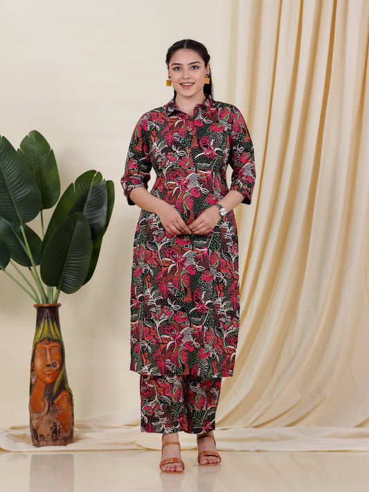 Soft Cotton Geometric Pathani Multicolor Kurta