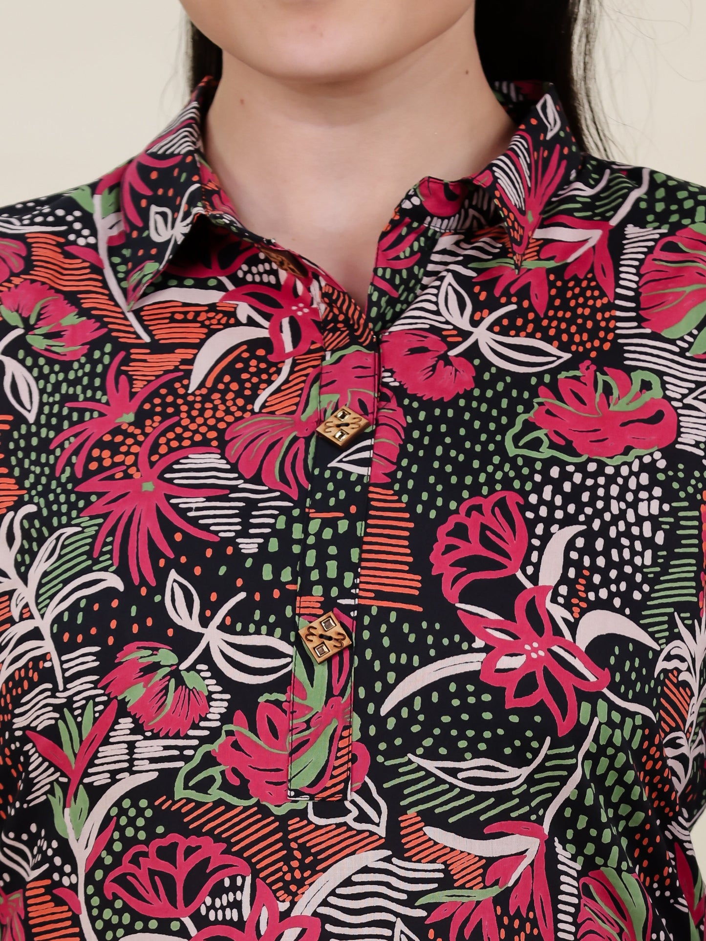 Soft Cotton Geometric Pathani Multicolor Kurta