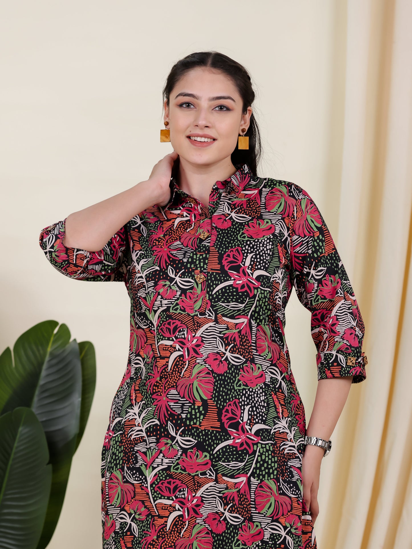 Soft Cotton Geometric Pathani Multicolor Kurta
