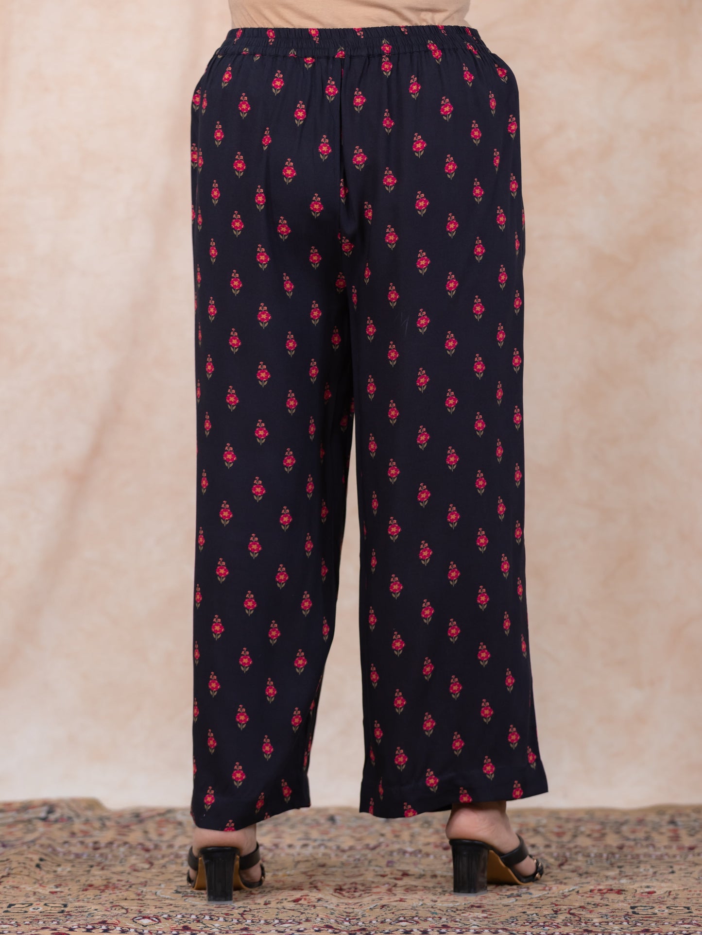 Embroidered Viscose Floral Straight Black Kurta
