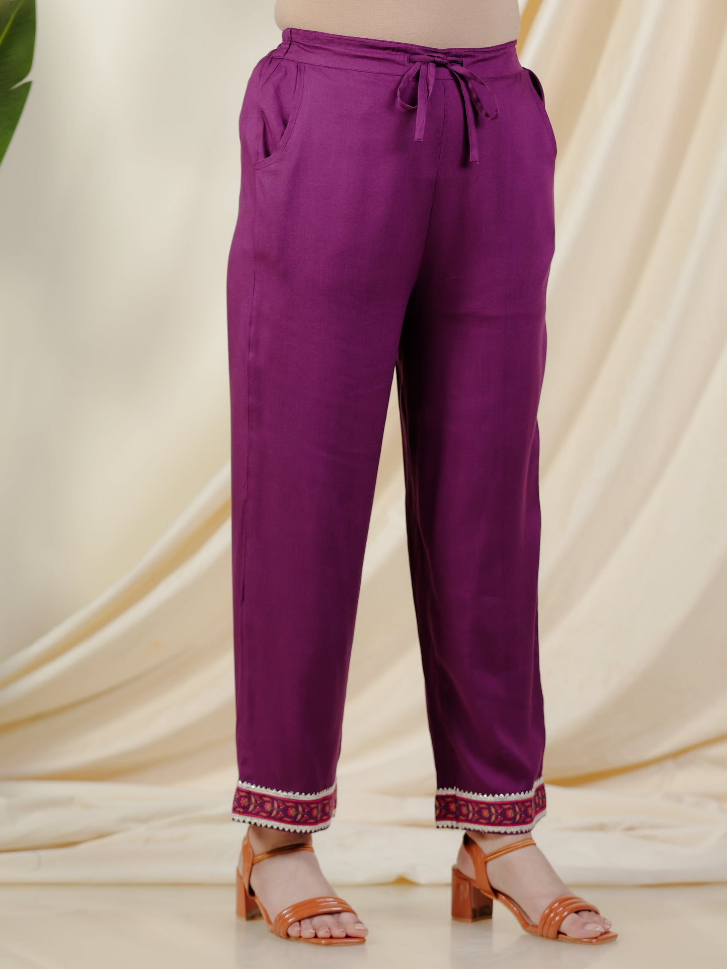 Viscose Solid Flared Mauve Kurta
