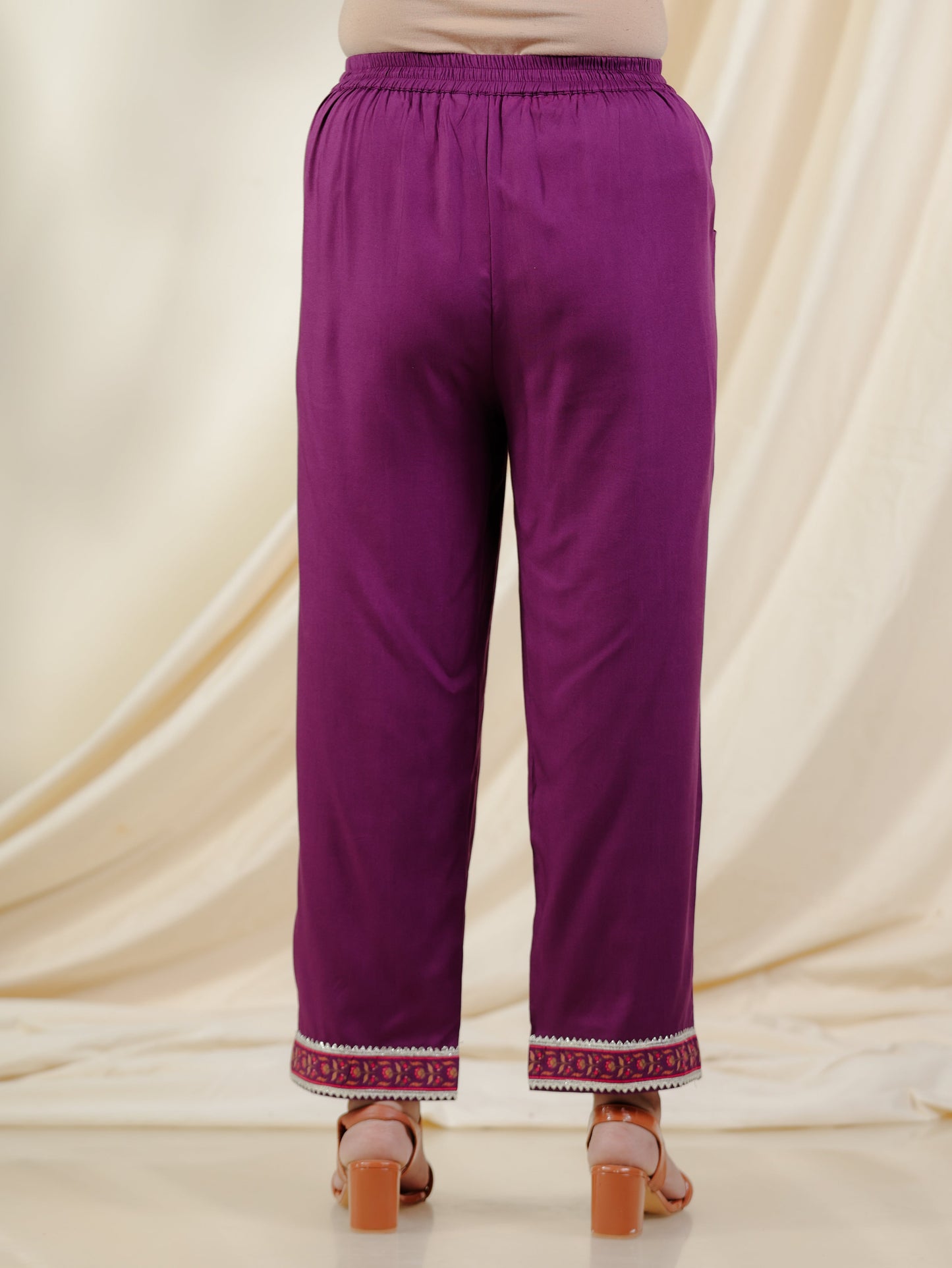 Viscose Solid Flared Mauve Kurta
