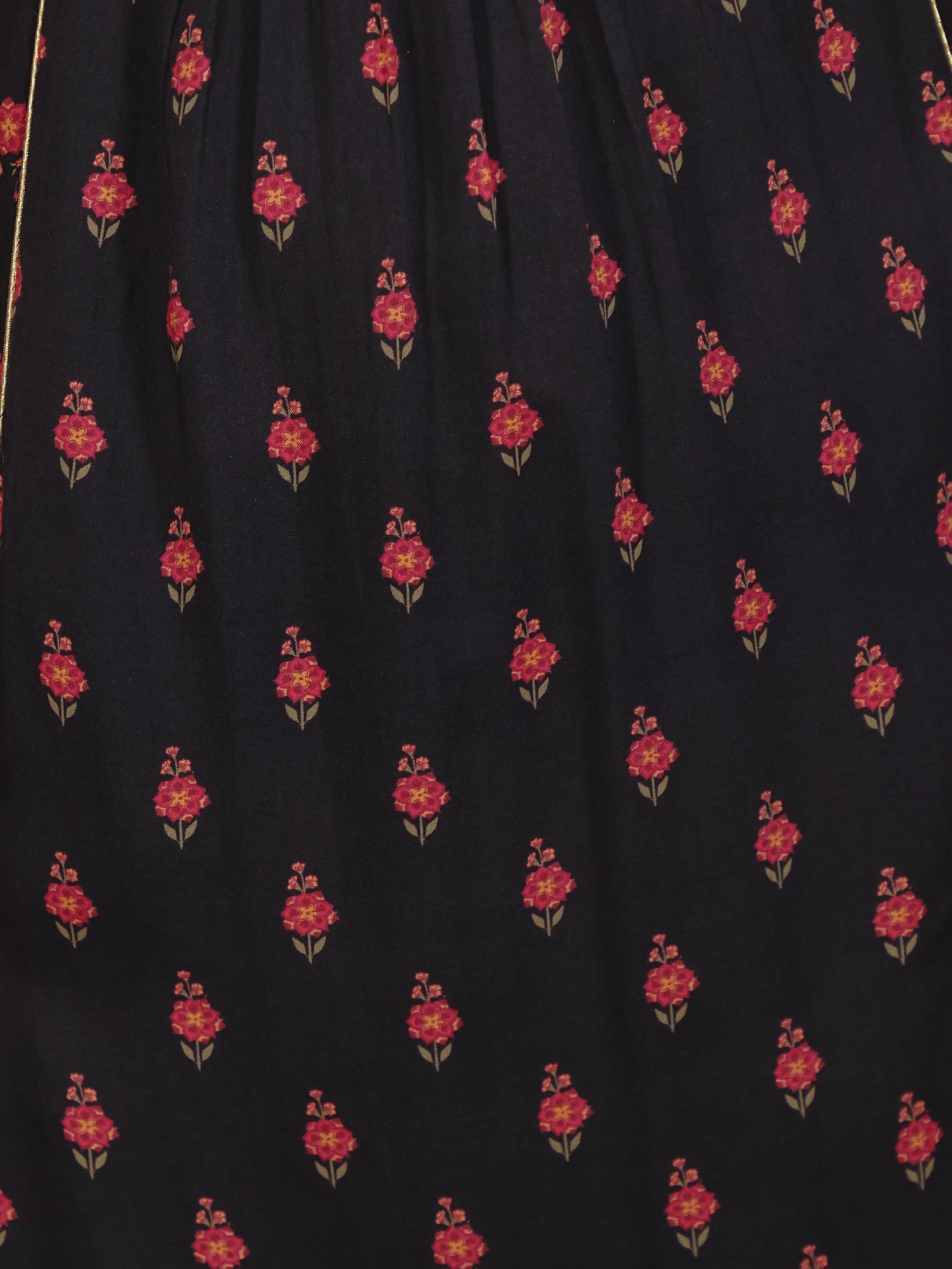 Embroidered Viscose Floral Flared Black Kurta