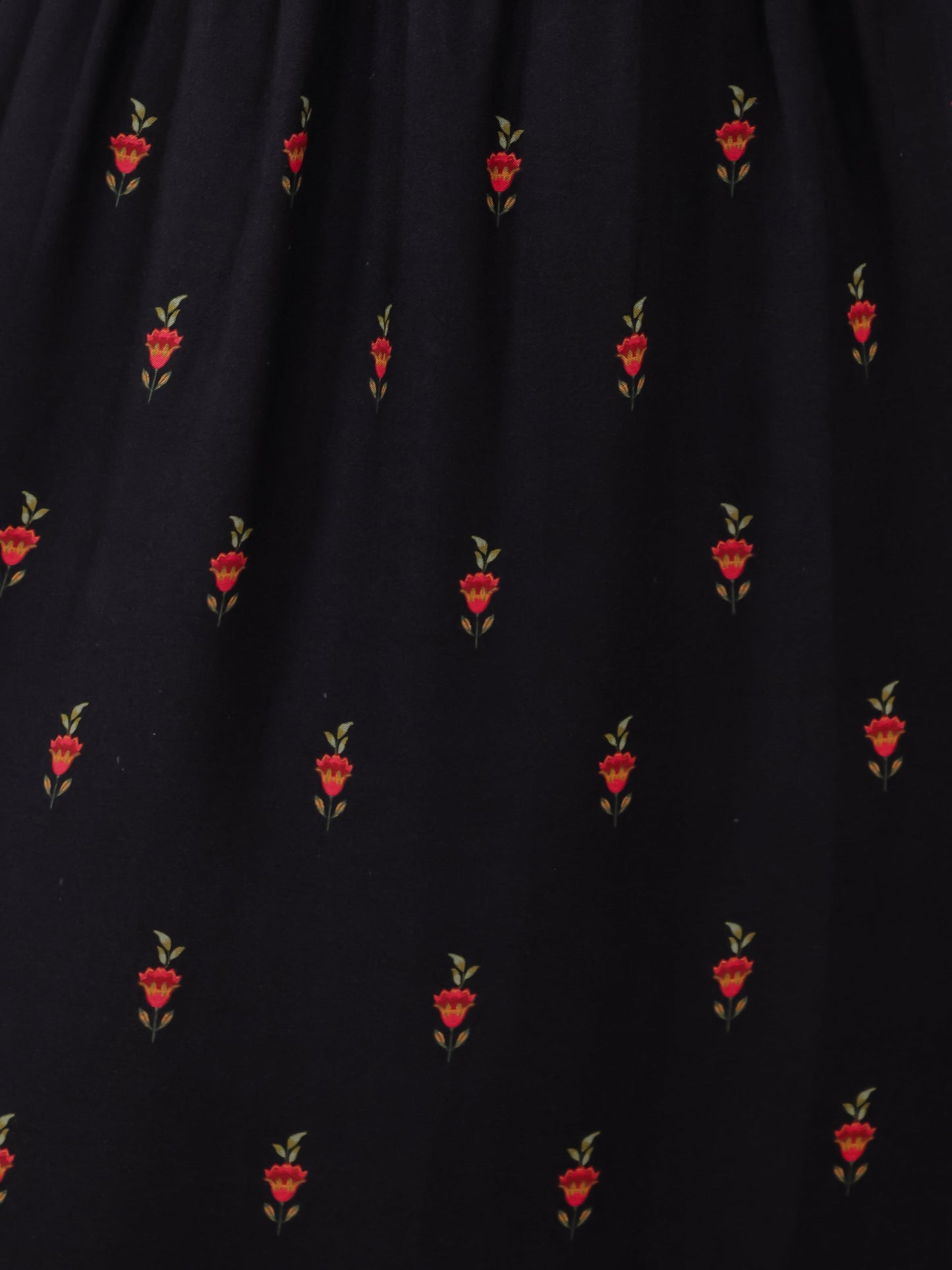 Viscose Floral Flared Black Kurta