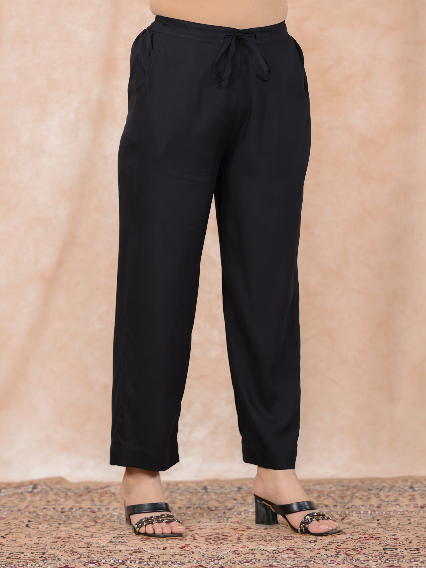 Viscose Solid Anarkali Black Kurta