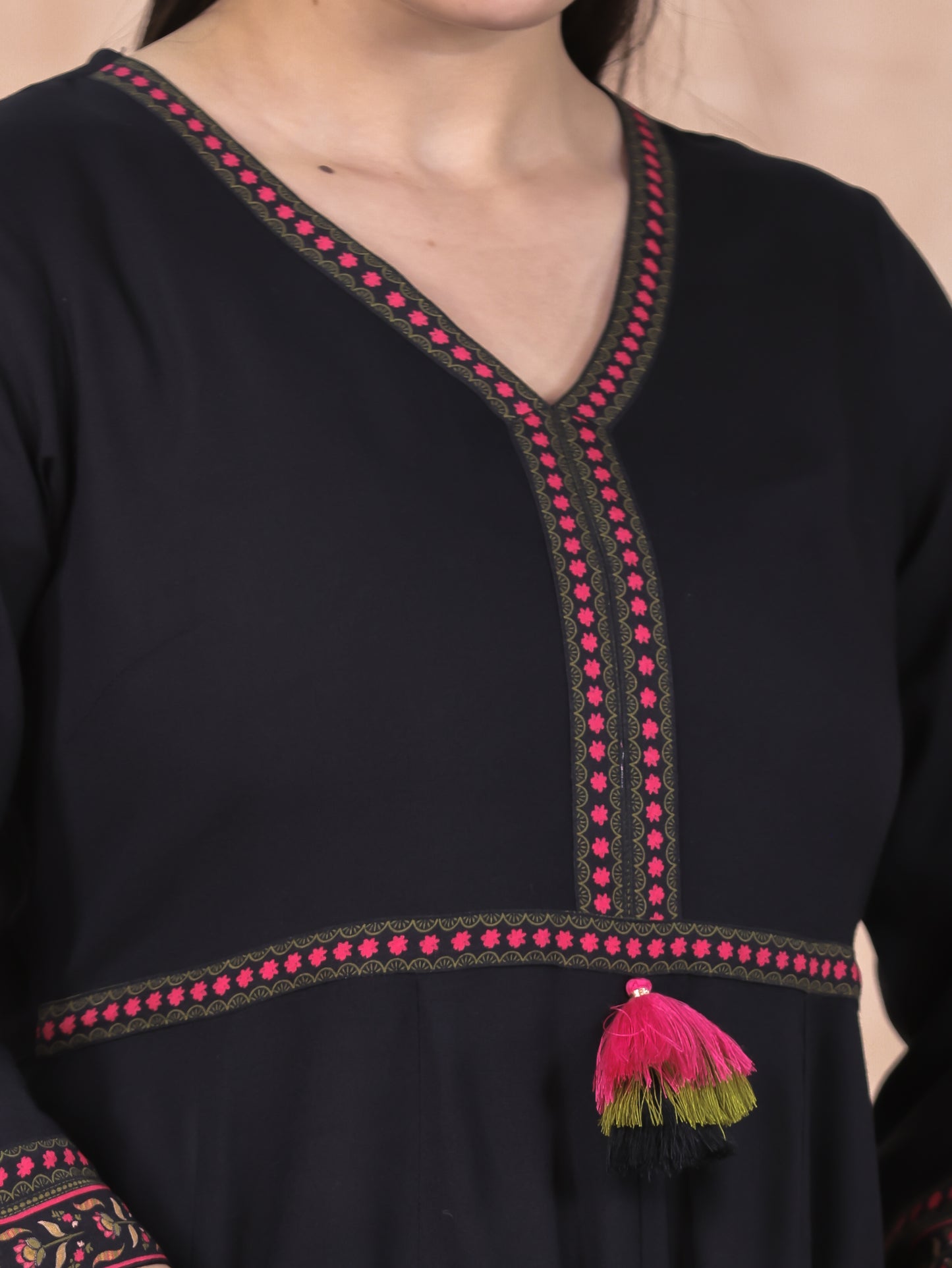 Viscose Solid Anarkali Black Kurta