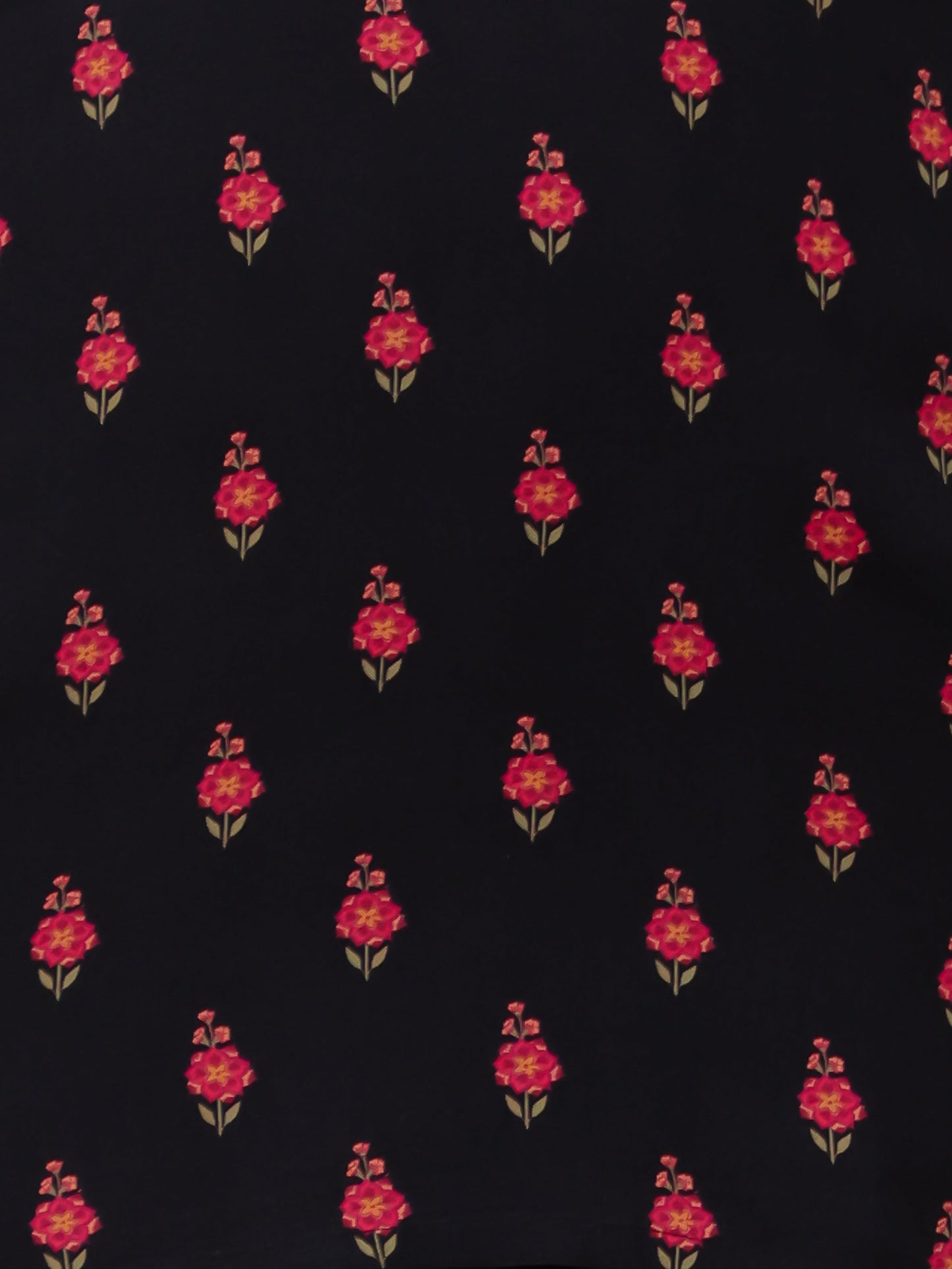 Viscose Placement Print Straight Black Kurta