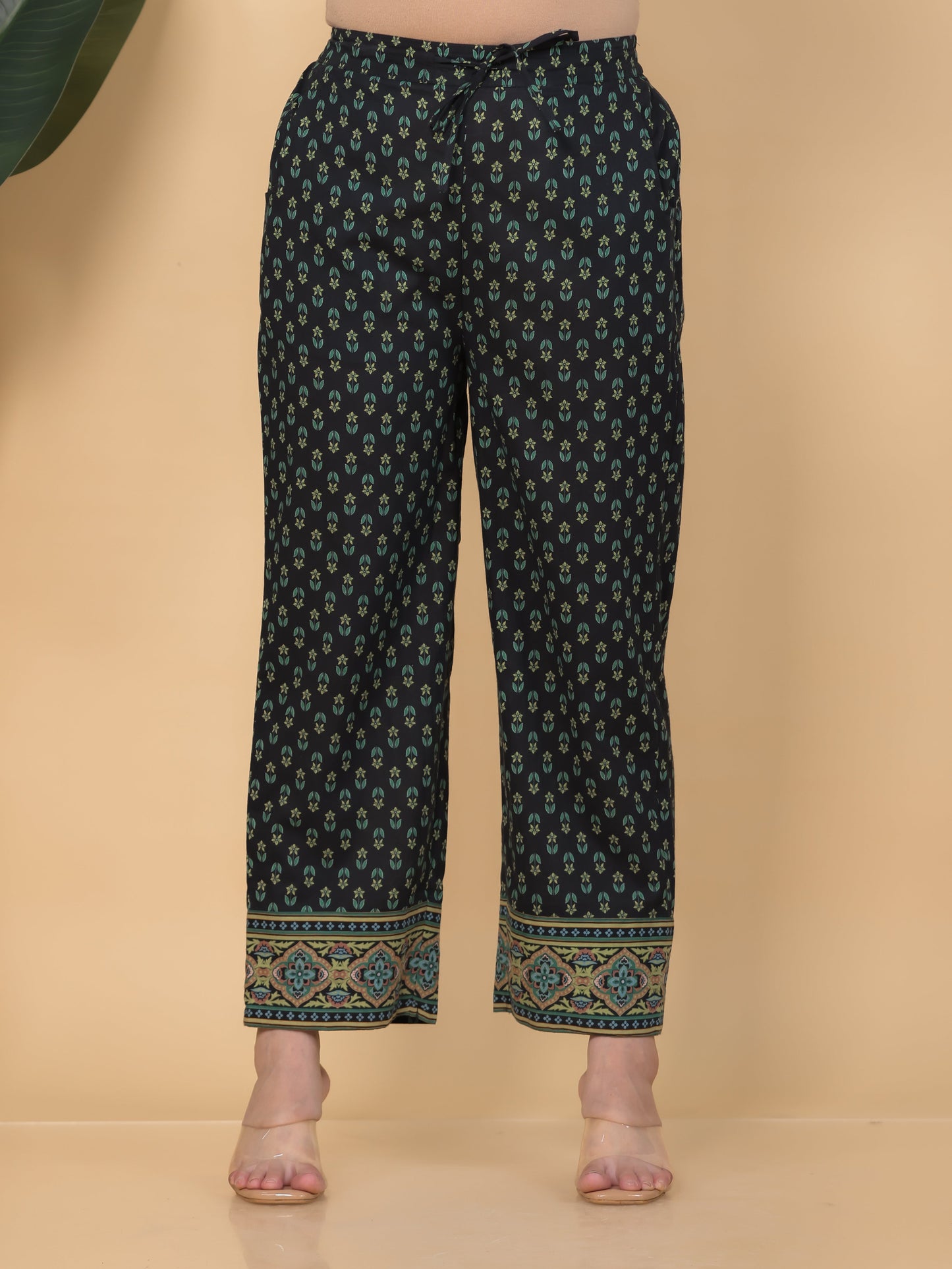 Embroidered Soft Cotton Floral Straight Black Kurta