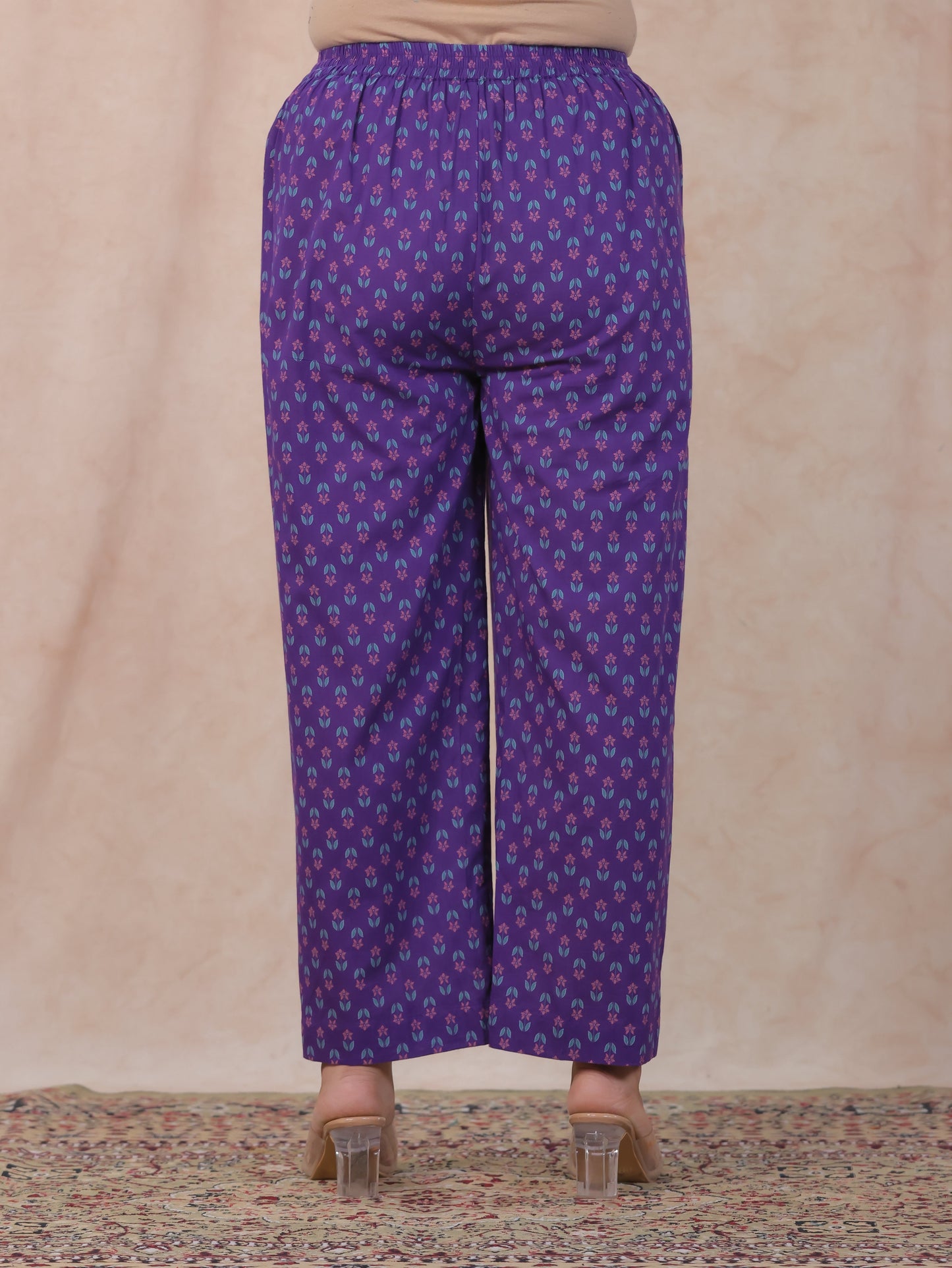 Embroidered Soft Cotton Floral Anarkali Purple Kurta