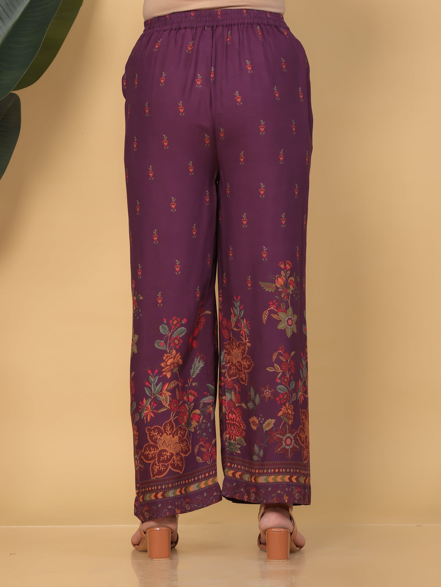 Viscose Placement Print Mauve Palazzo