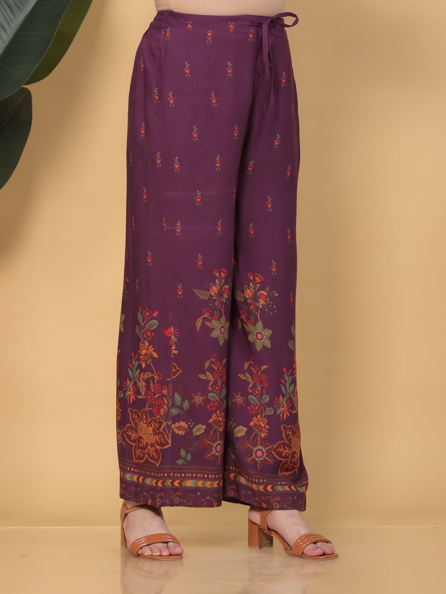 Viscose Placement Print Straight Mauve Kurta