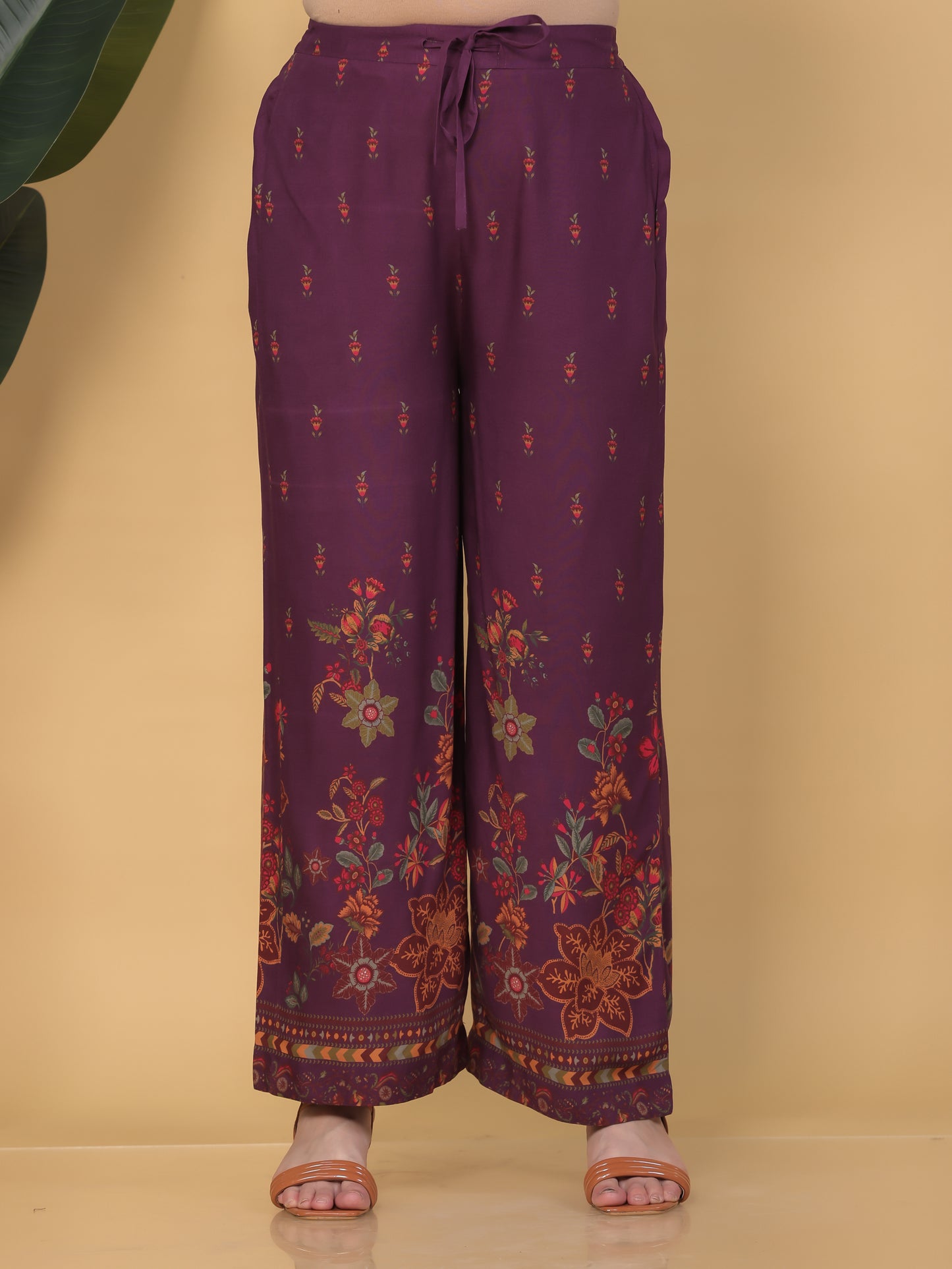 Viscose Placement Print Straight Mauve Kurta