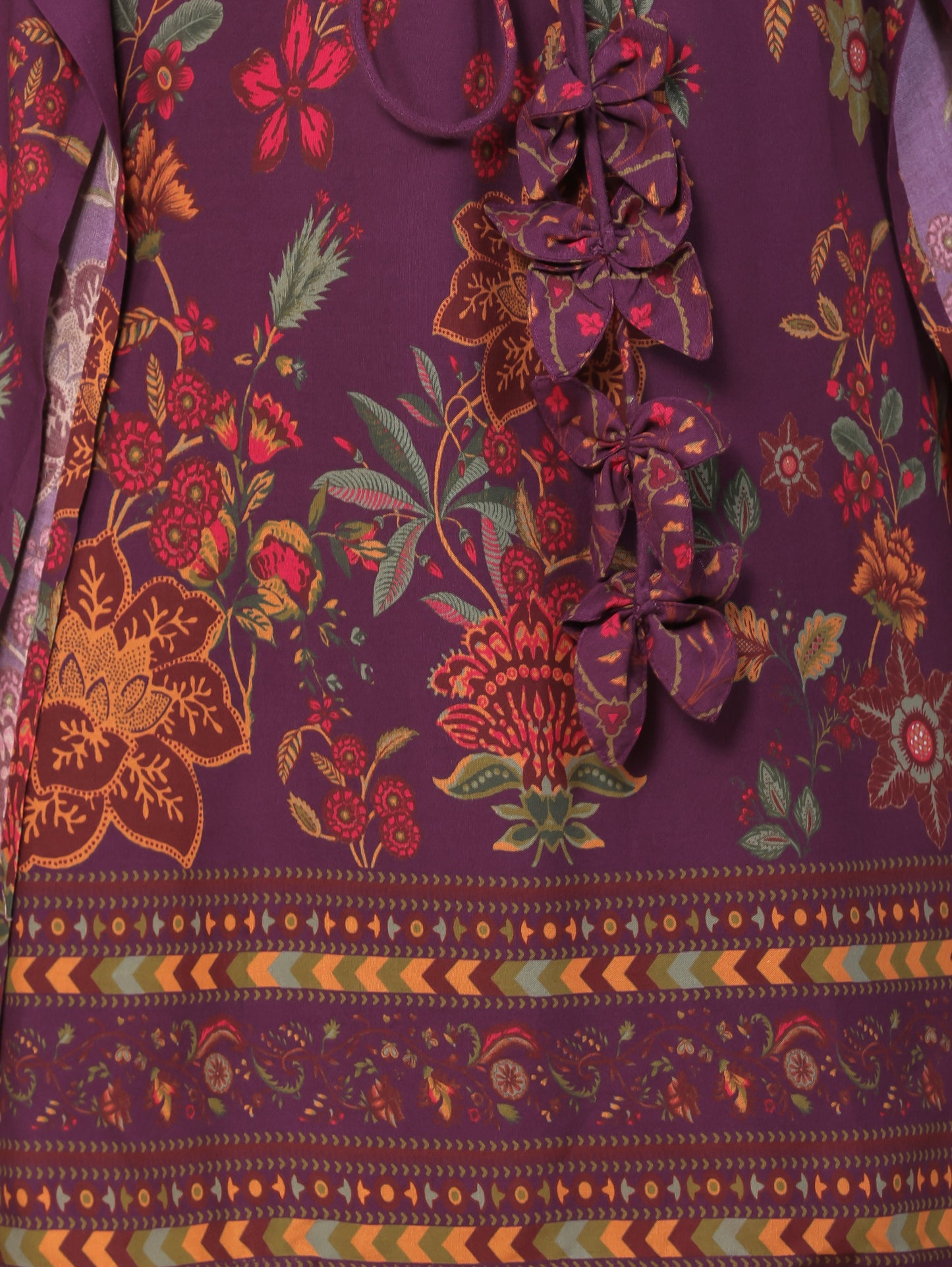 Viscose Placement Print Kaftan Mauve Kurta