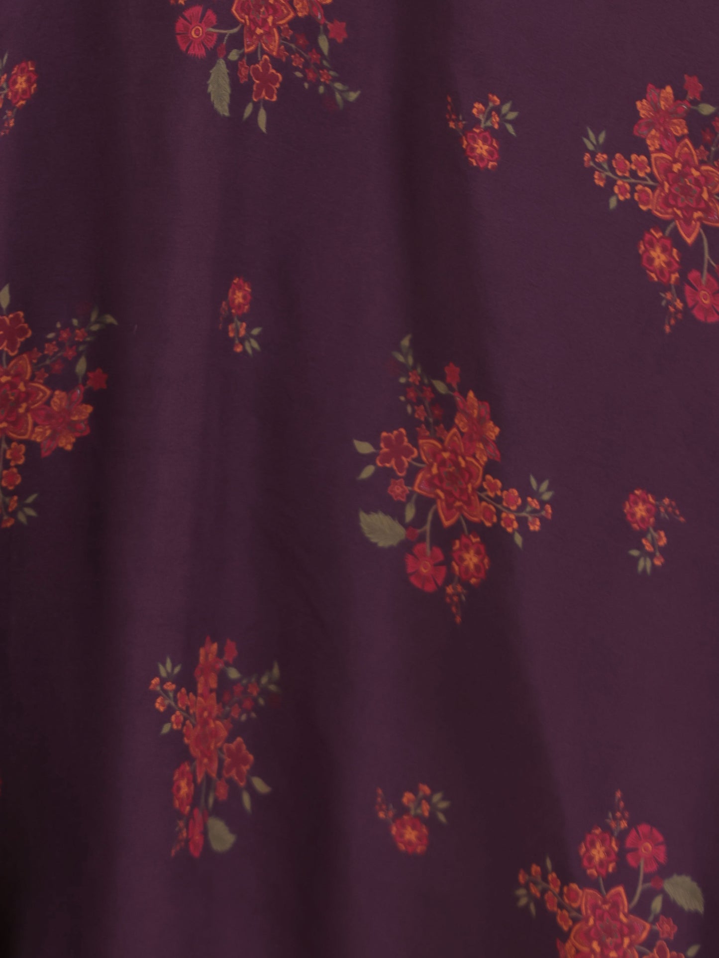 Viscose Floral Anarkali Purple Dress