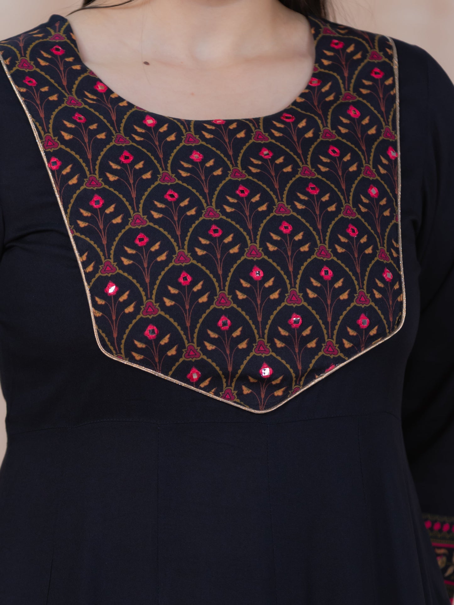 Viscose Solid Anarkali Black Kurta
