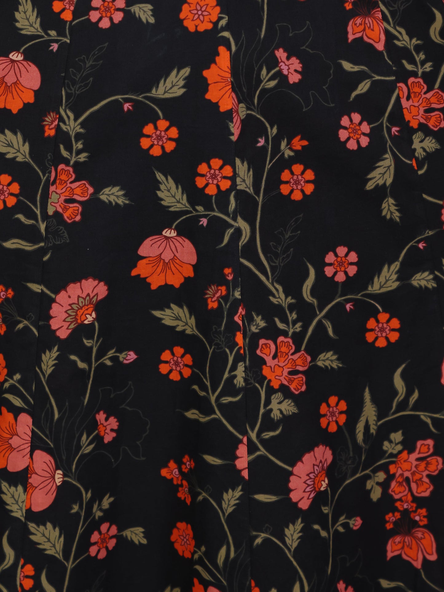 Soft Cotton Floral Anarkali Black Kurta