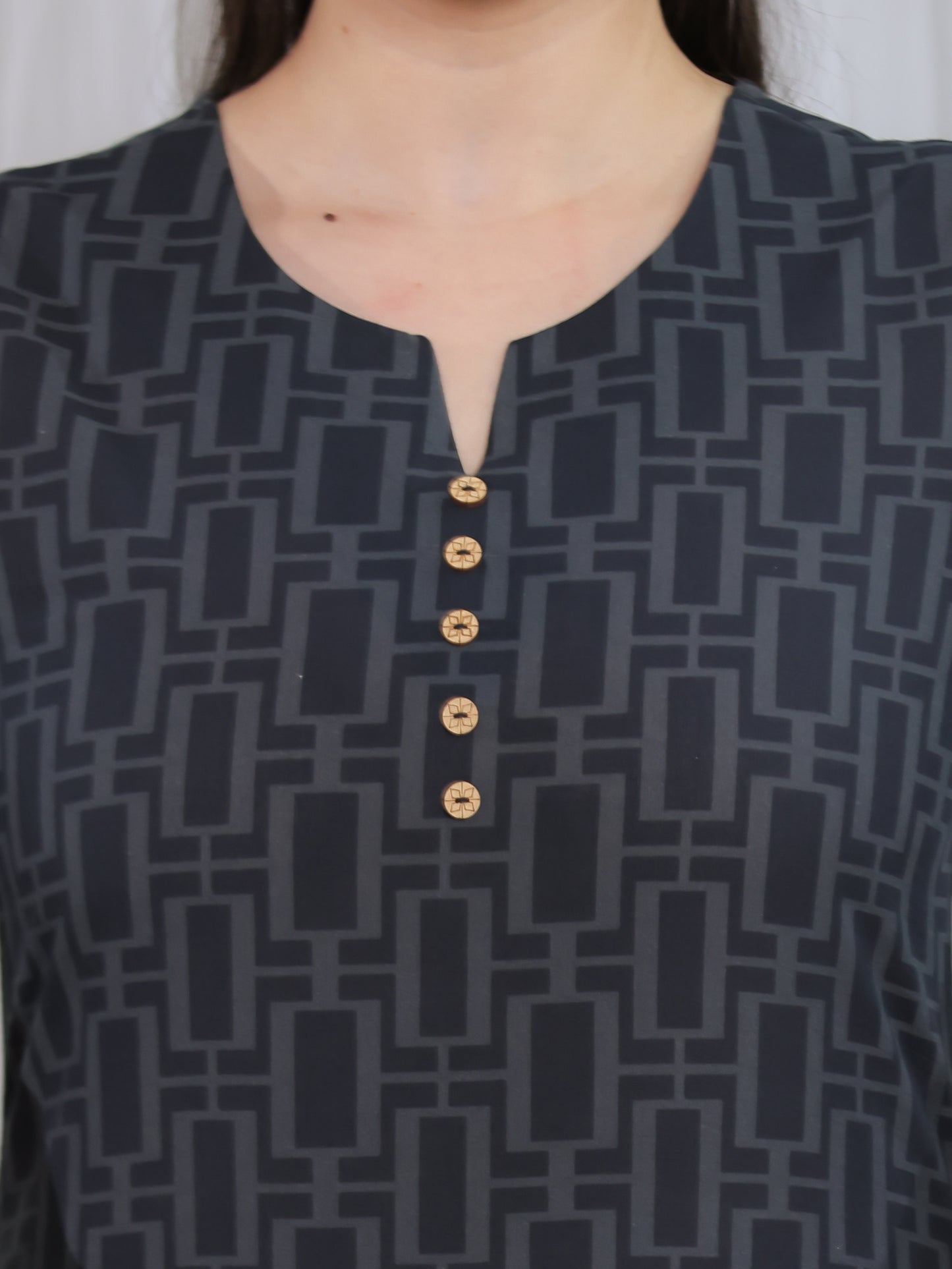 Soft Cotton Placement Print A-line Black Kurta