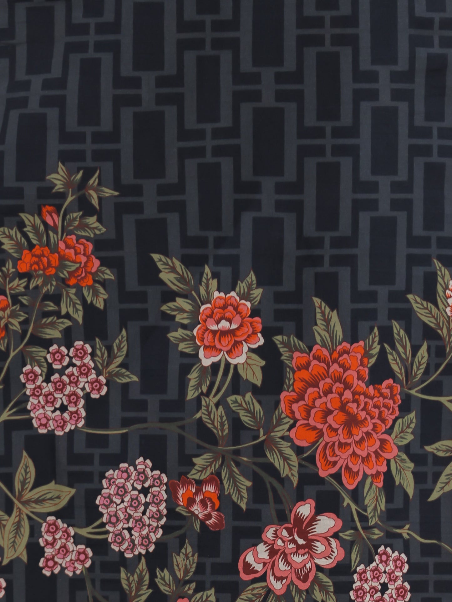 Soft Cotton Placement Print A-line Black Kurta