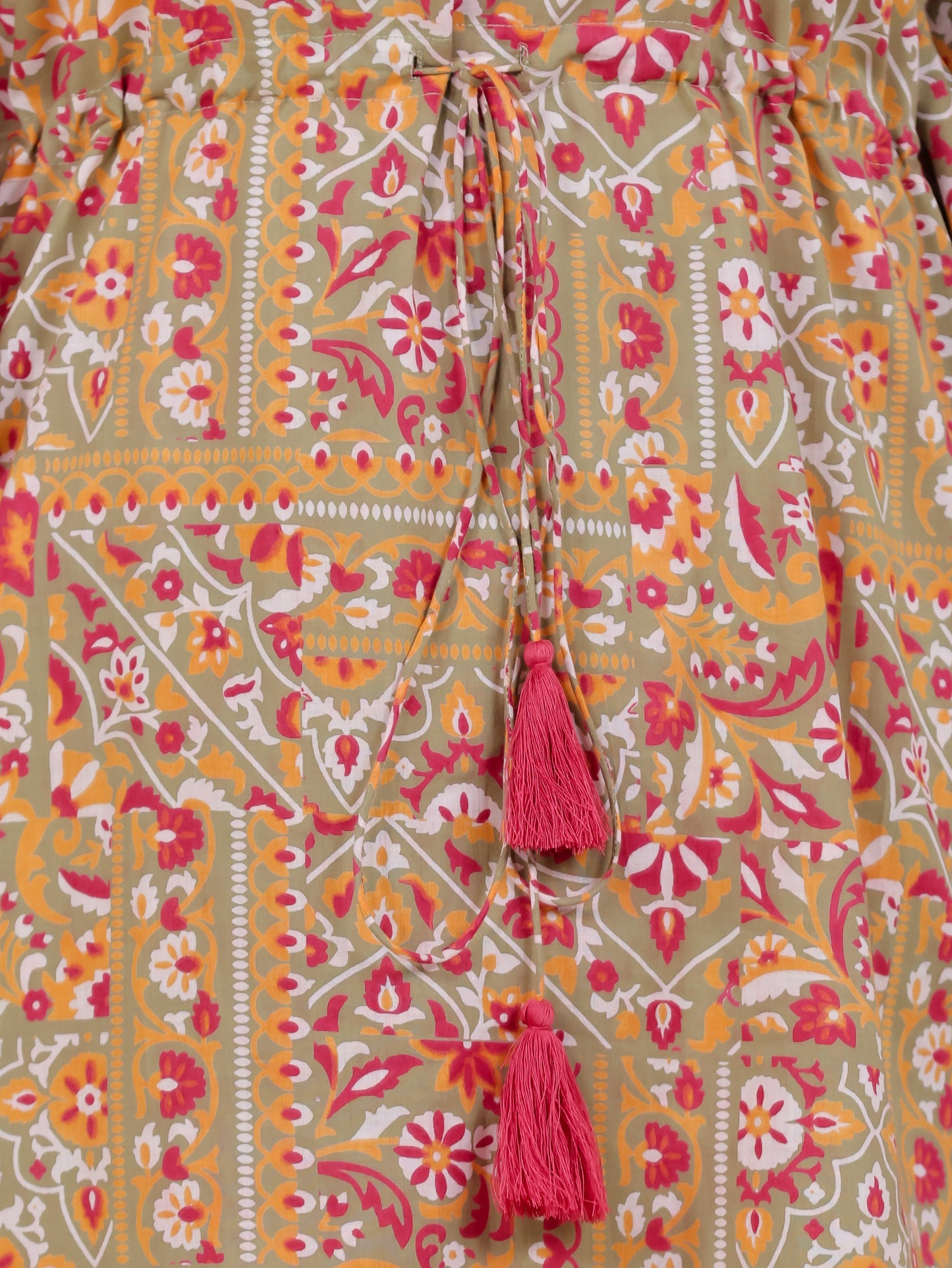 Soft Cotton Patchwork Kaftan Green Kurta