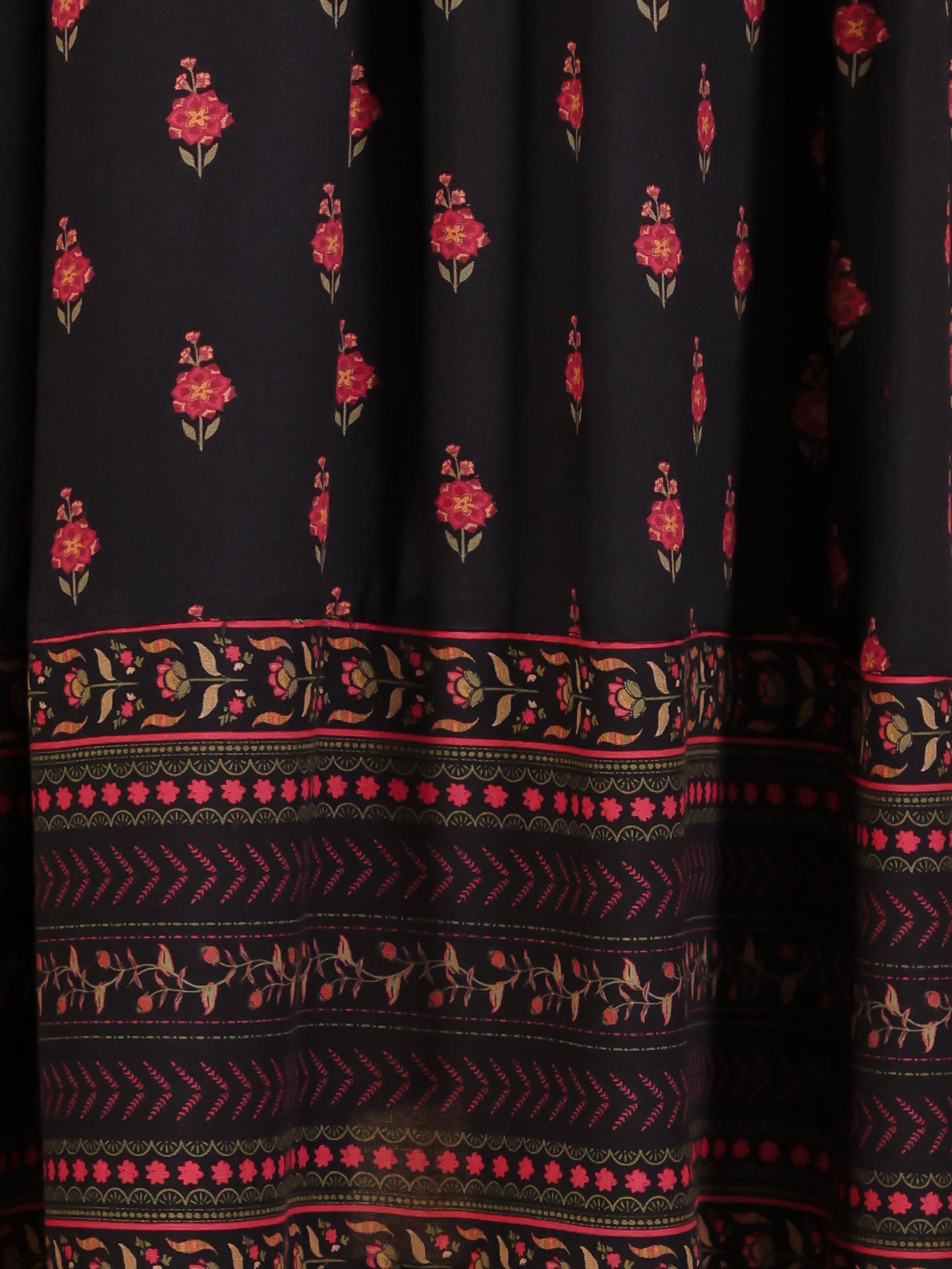 Viscose Floral Anarkali Black Kurta