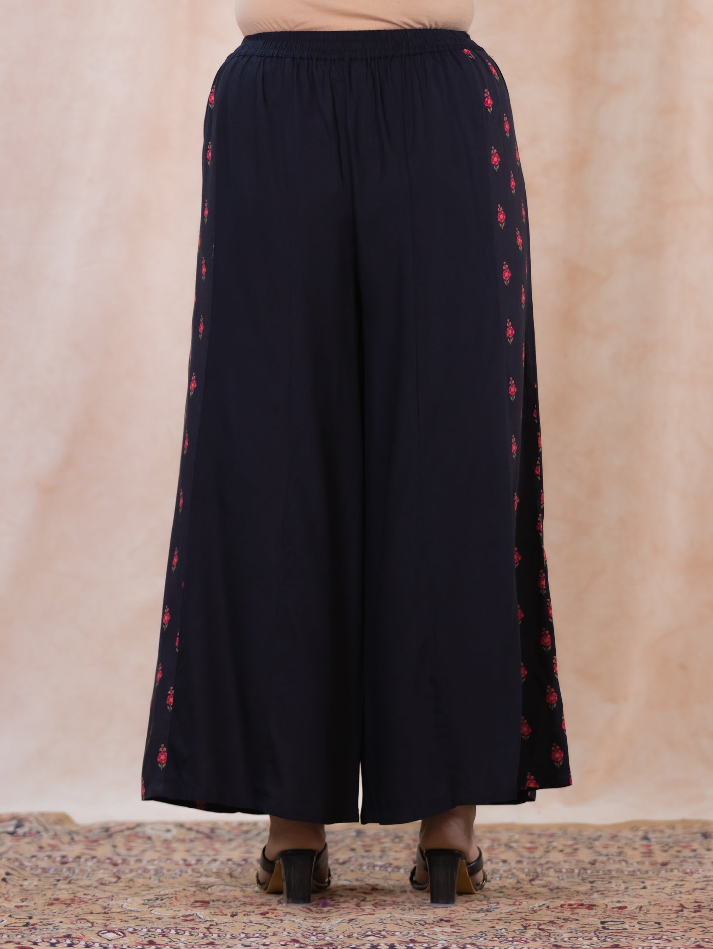 Viscose Floral Straight Black Kurta