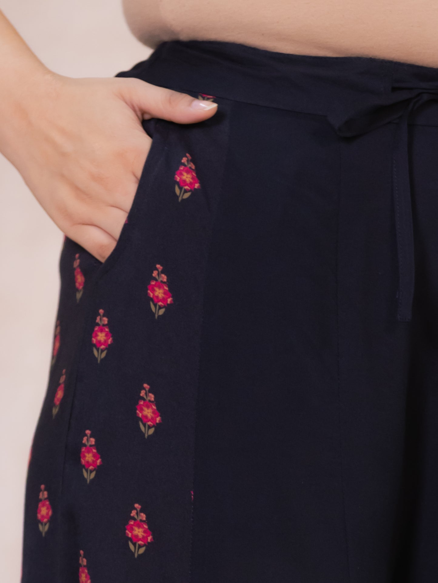 Viscose Floral Straight Black Kurta