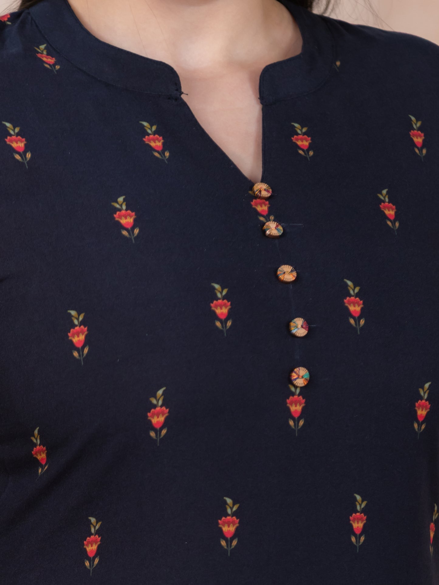 Viscose Floral Straight Black Kurta