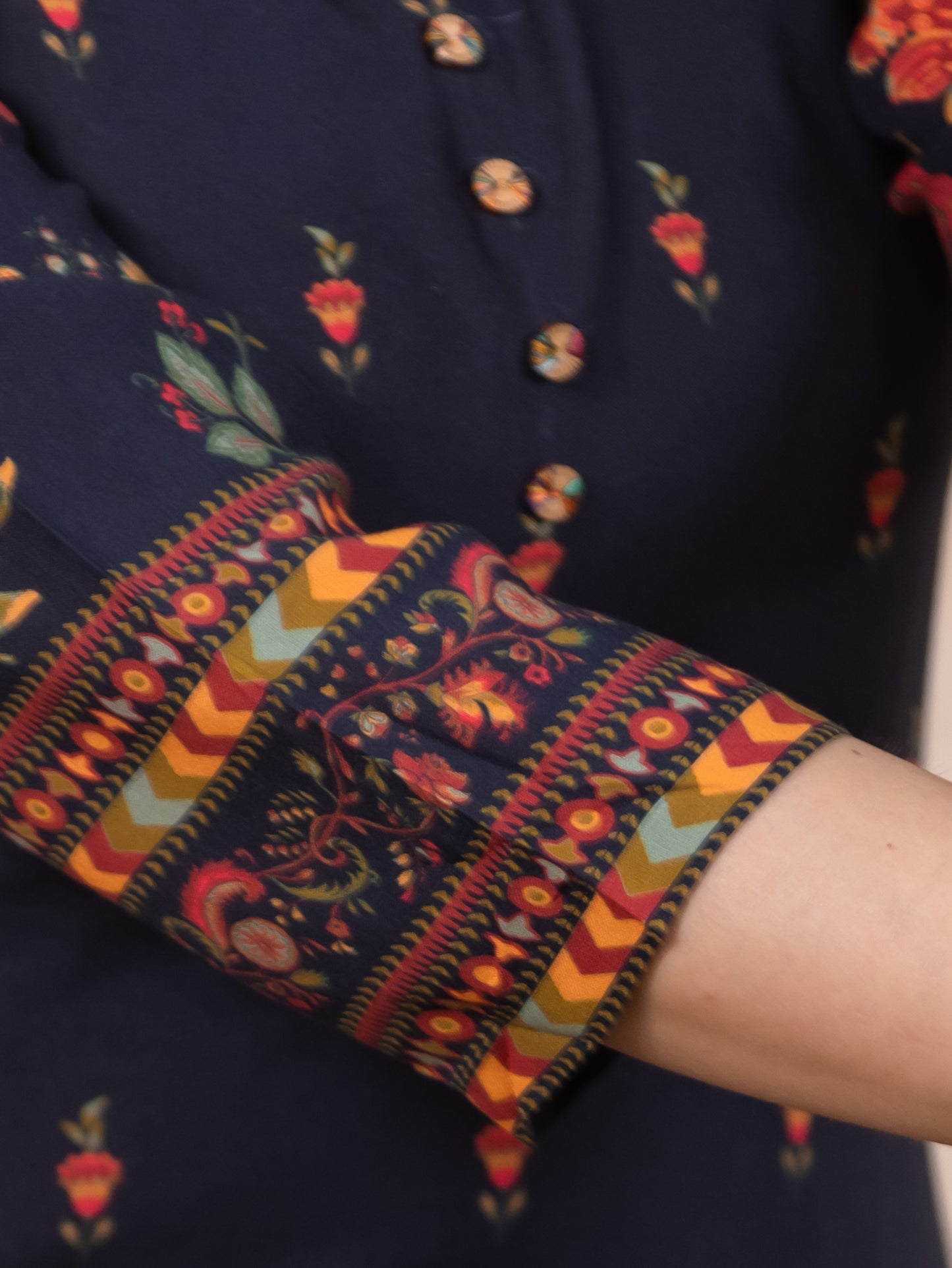Viscose Floral Straight Black Kurta