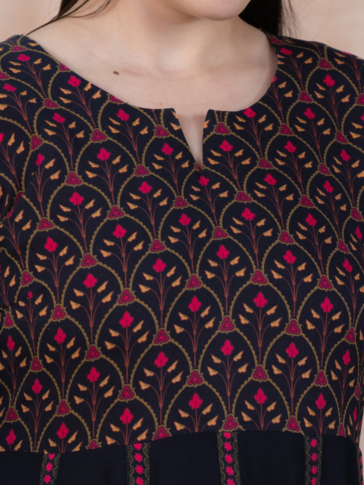 Viscose Solid Anarkali Black Kurta