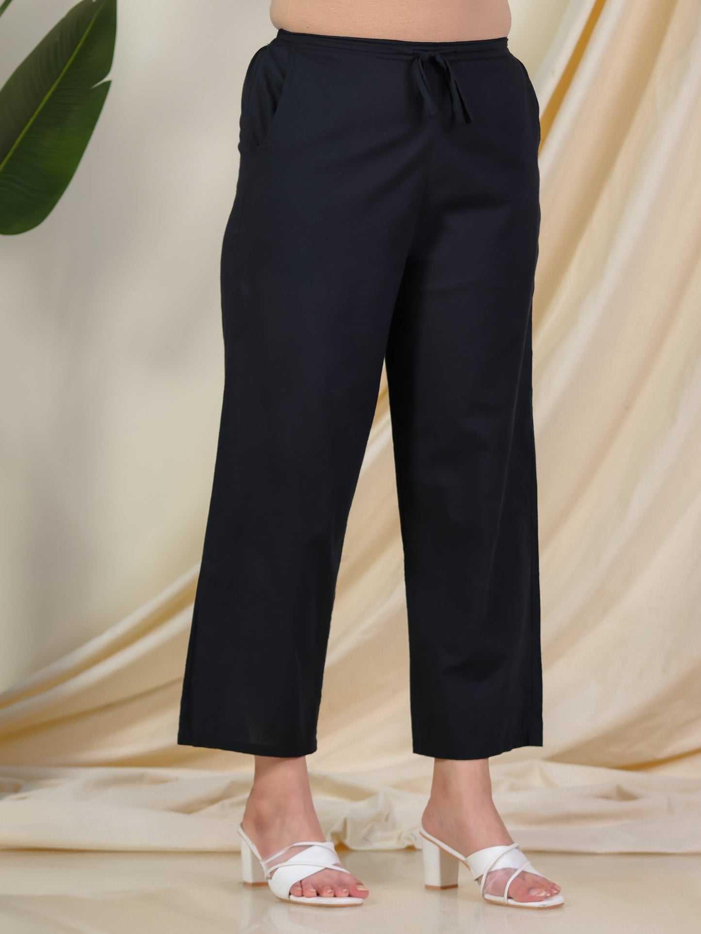 Soft Cotton Foliage Flared Black Kurta