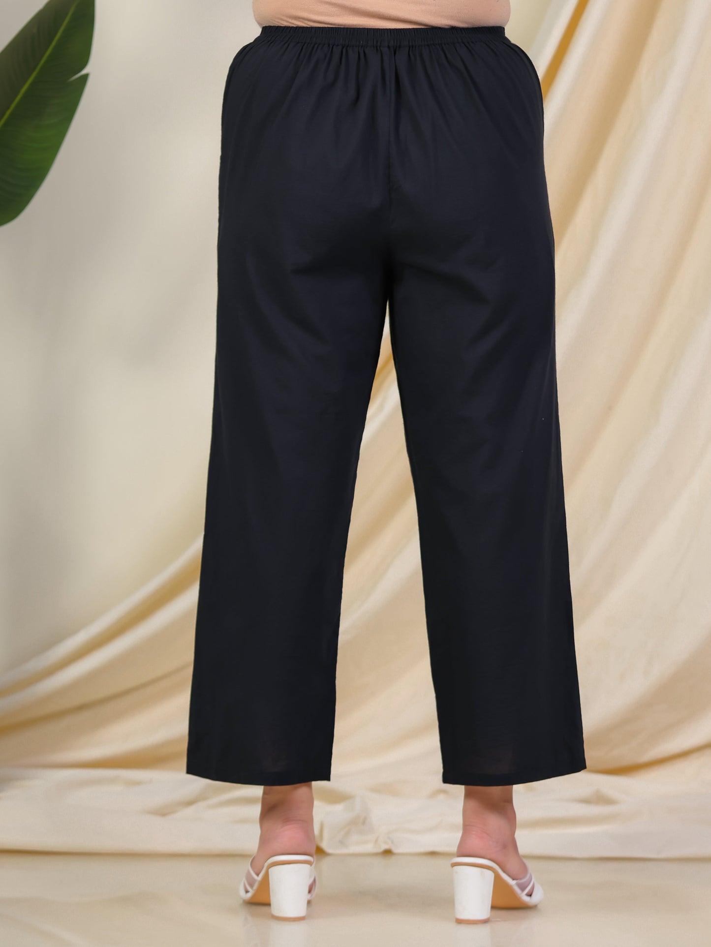 Soft Cotton Foliage Flared Black Kurta