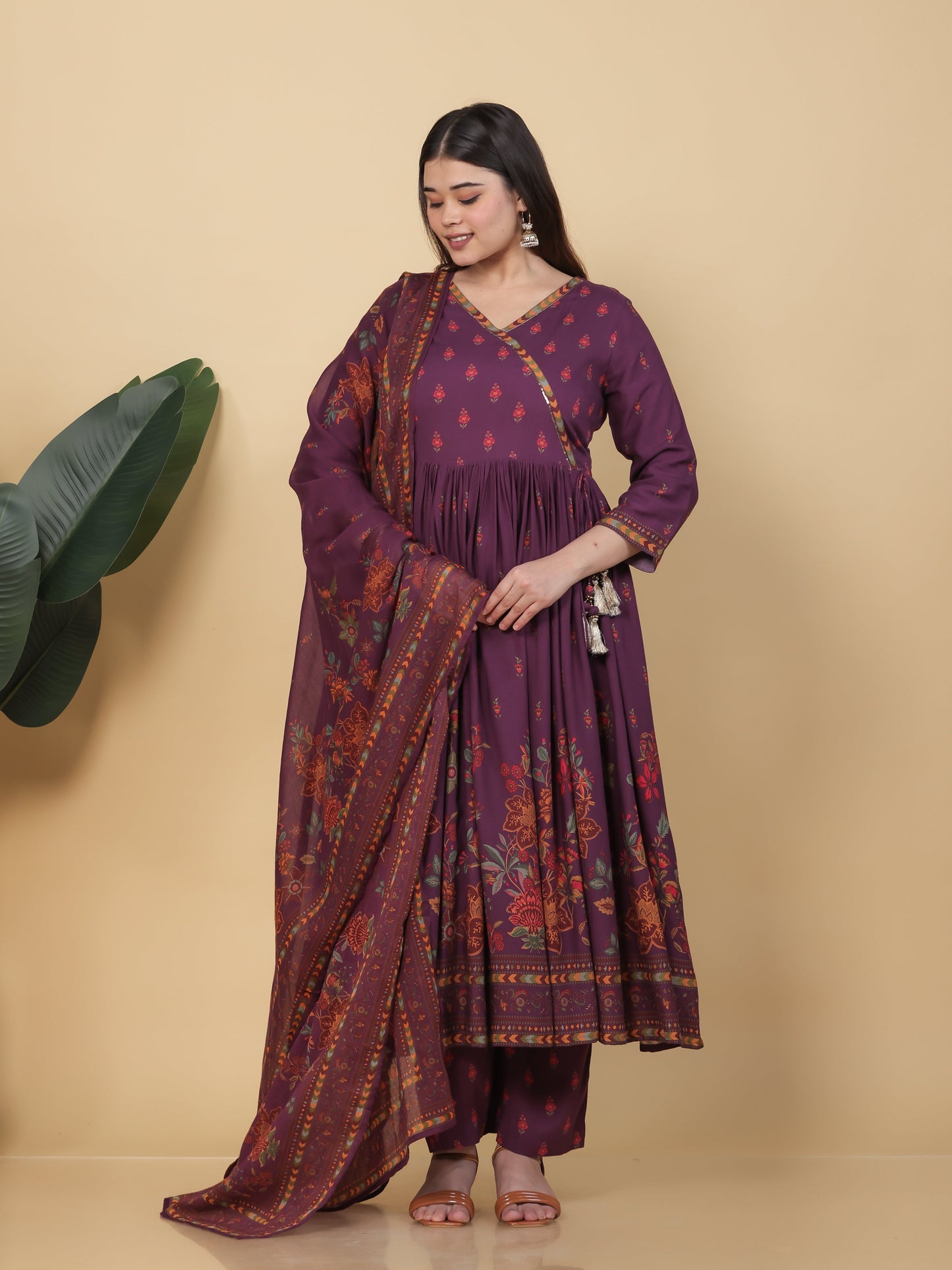 Cotton Voile Floral Mauve Dupatta