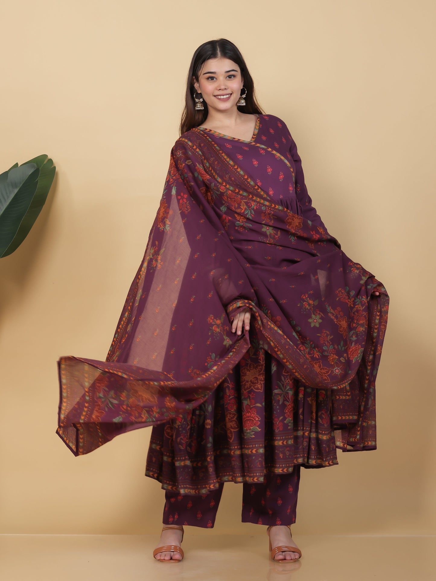 Cotton Voile Floral Mauve Dupatta