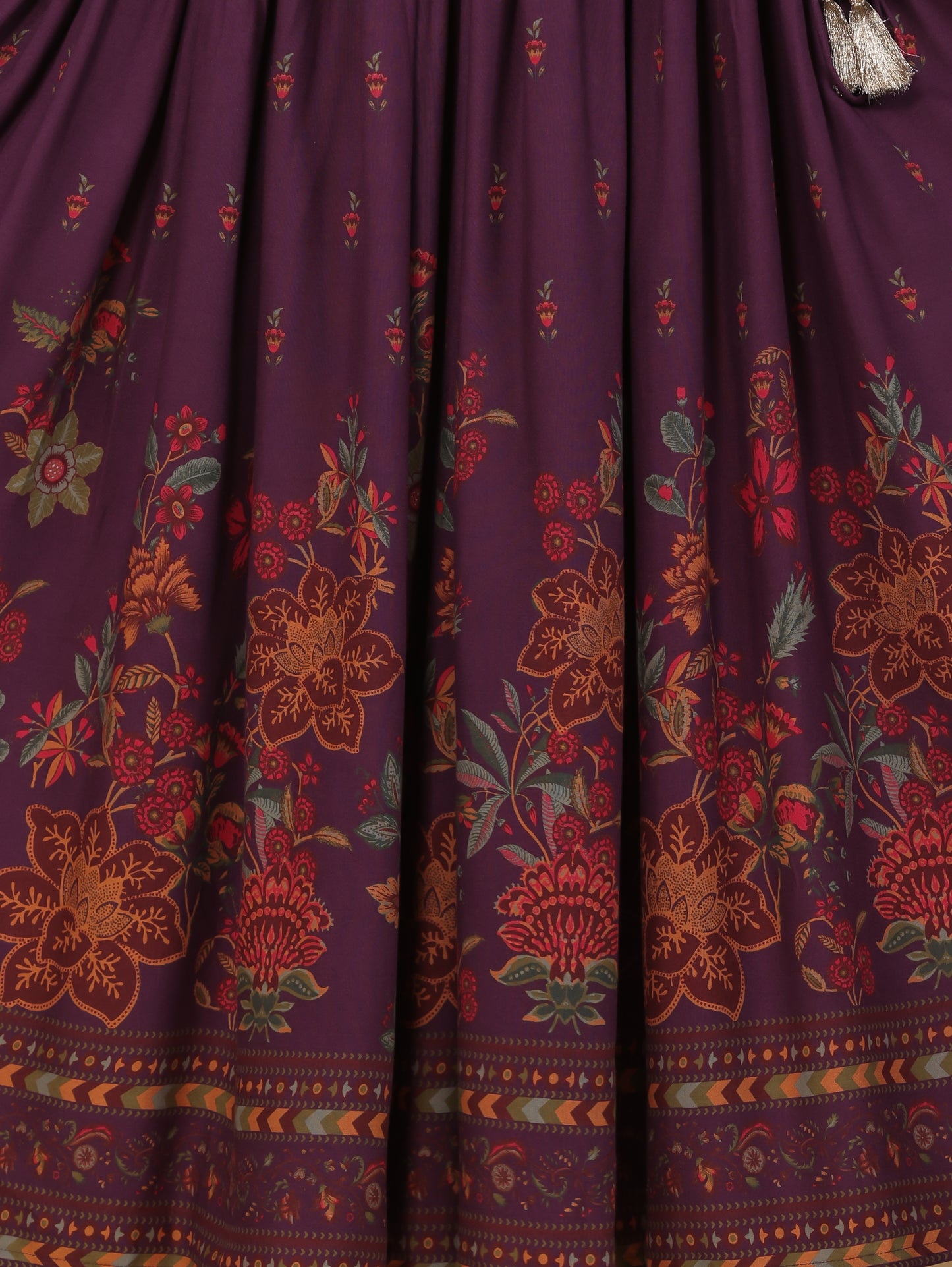 Embroidered Viscose Placement Print Angrakha Mauve Kurta