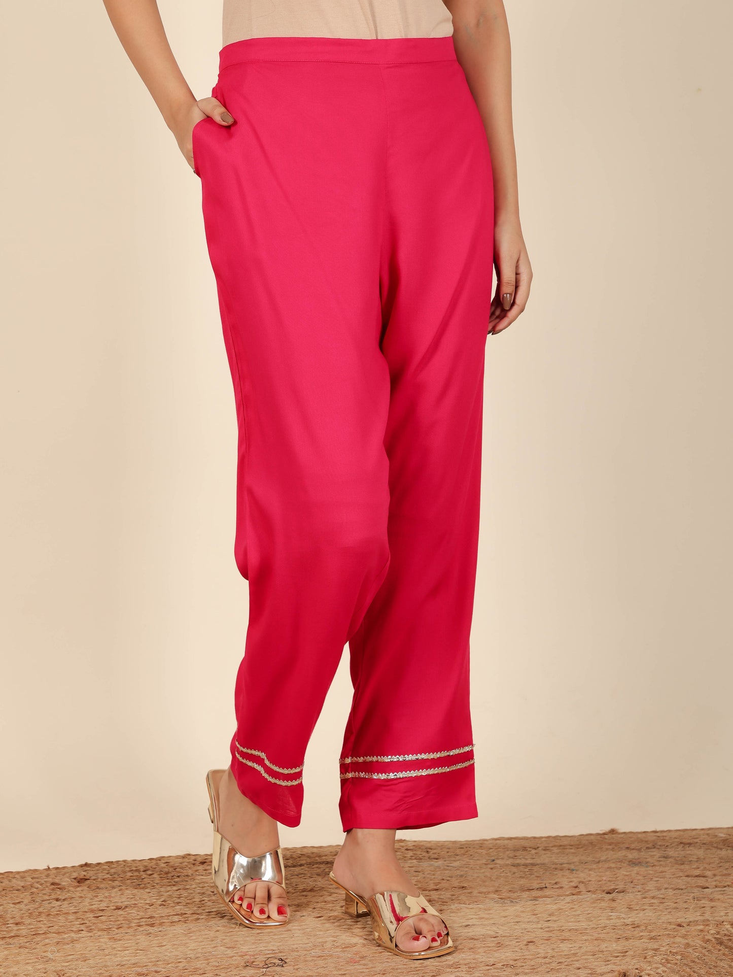 Soft Cotton Floral Panelled Orange Kurta