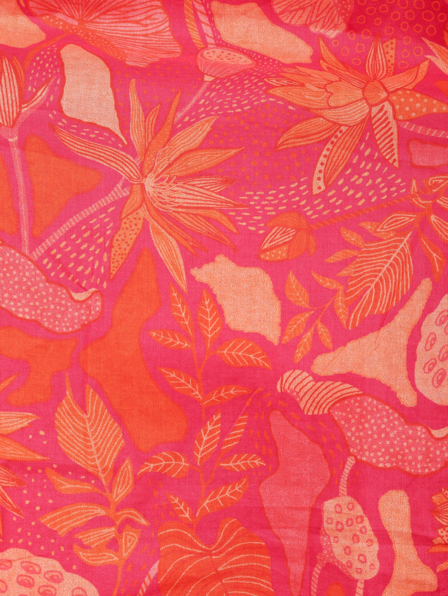 Soft Cotton Floral Panelled Orange Kurta