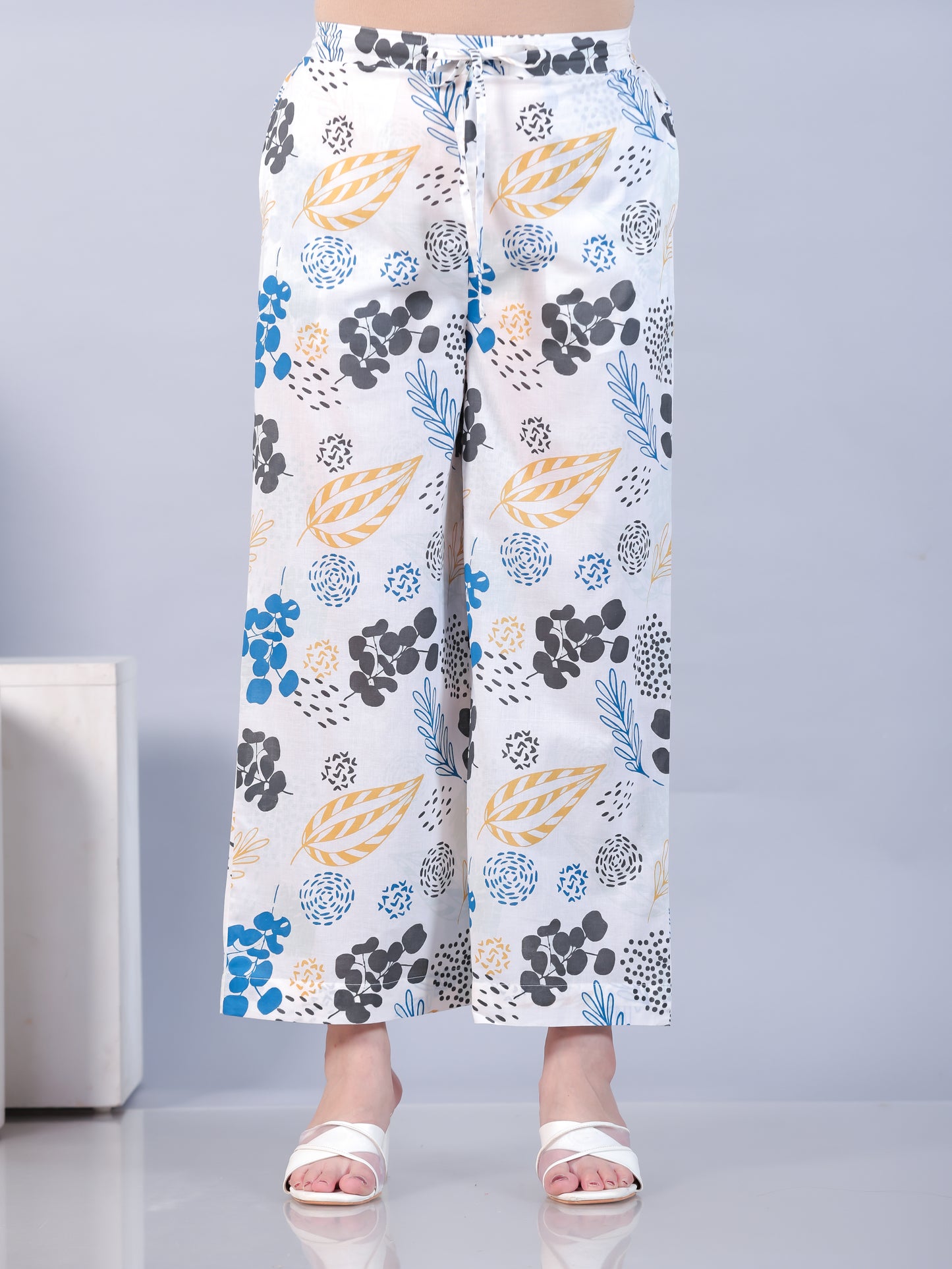 Soft Cotton Floral White Palazzo