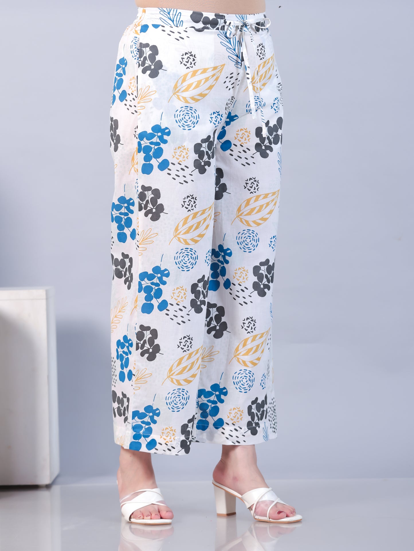 Soft Cotton Floral White Palazzo