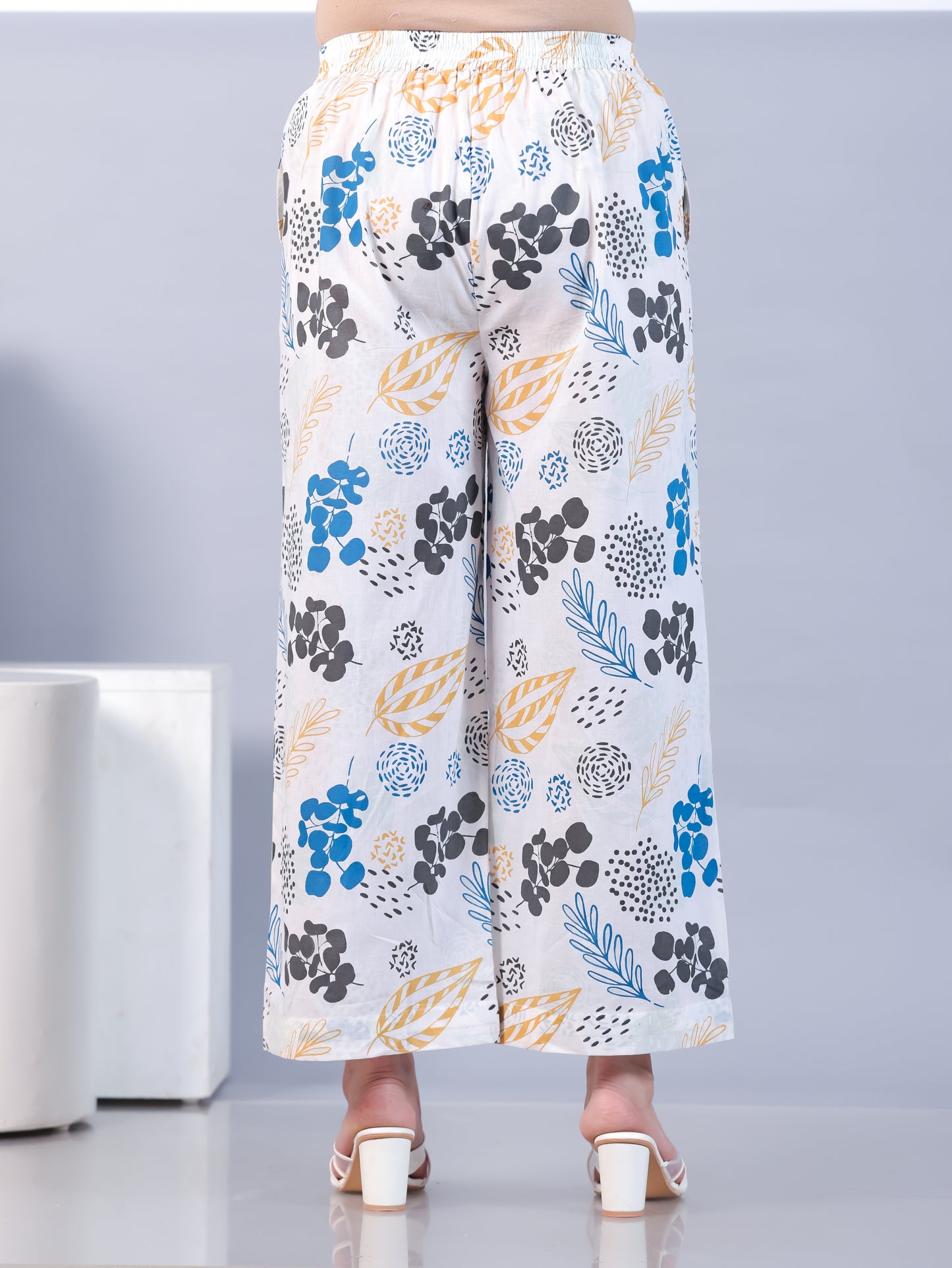 Soft Cotton Floral White Palazzo